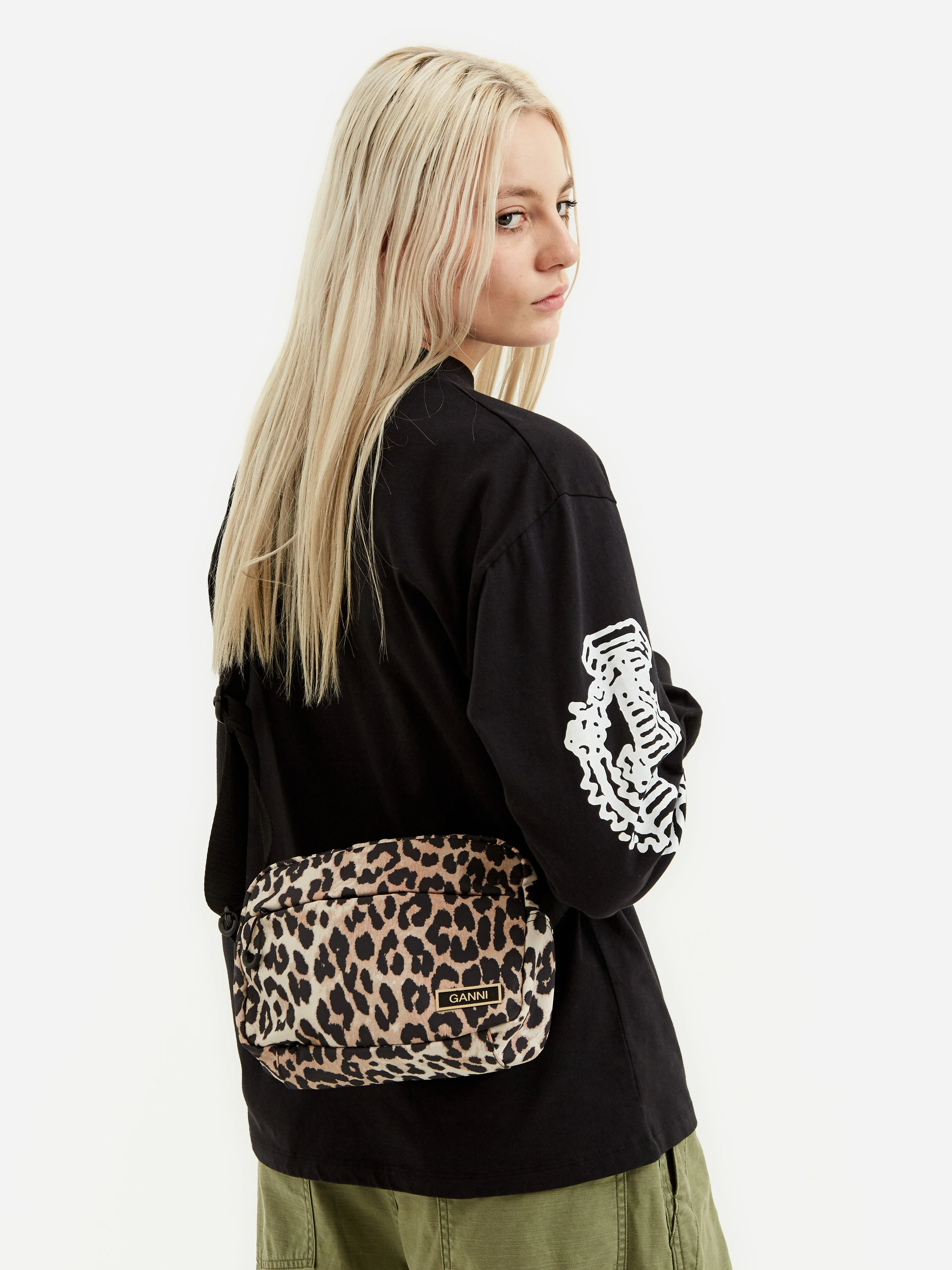 Ganni Recycled Tech Festival Bag - Leopard - Image 8