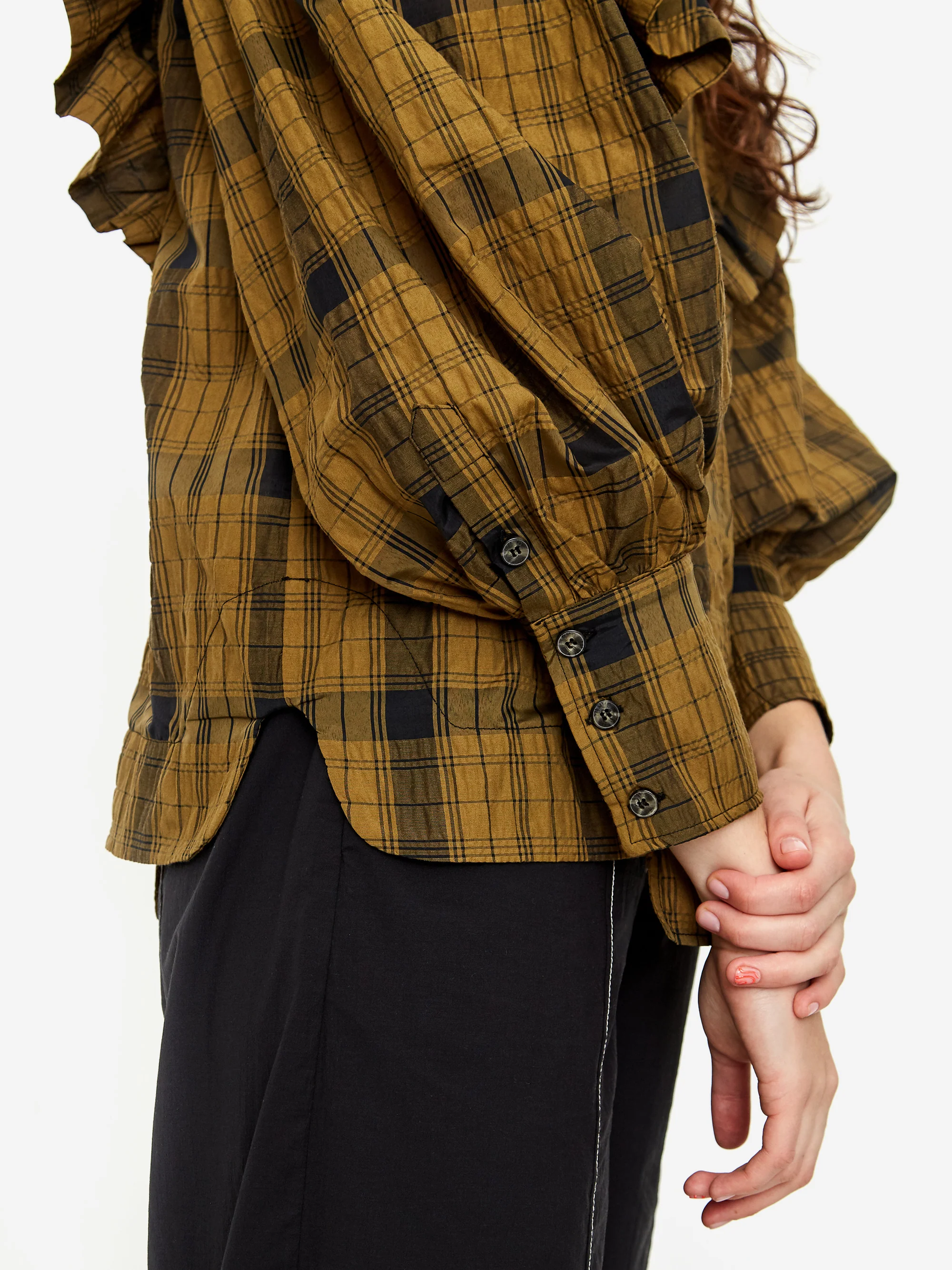 Ganni Ruffle High Collar Blouse - Butternut - Image 5