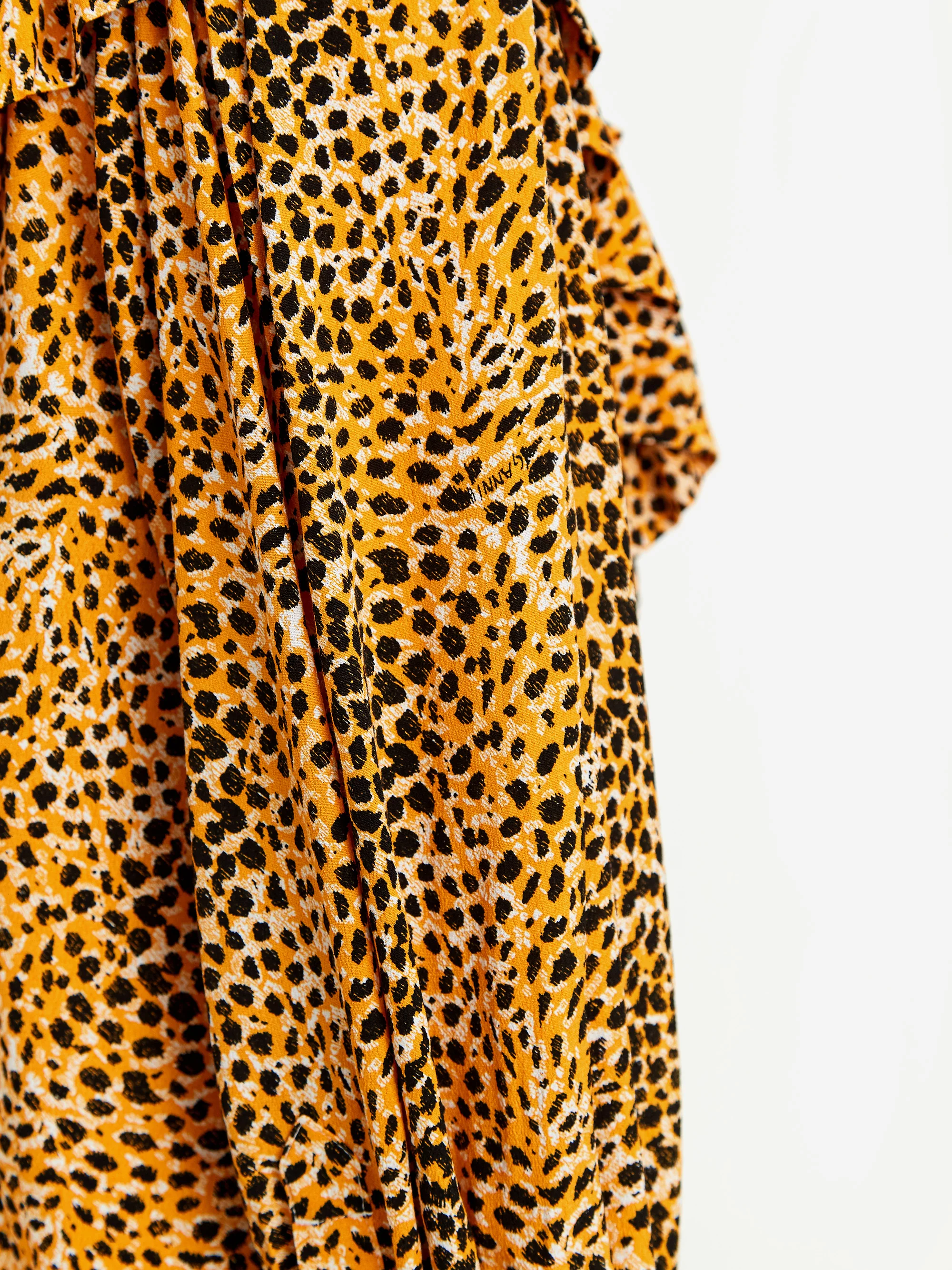 Ganni Ruffle High Collar Dress - Bright Marigold - Image 5