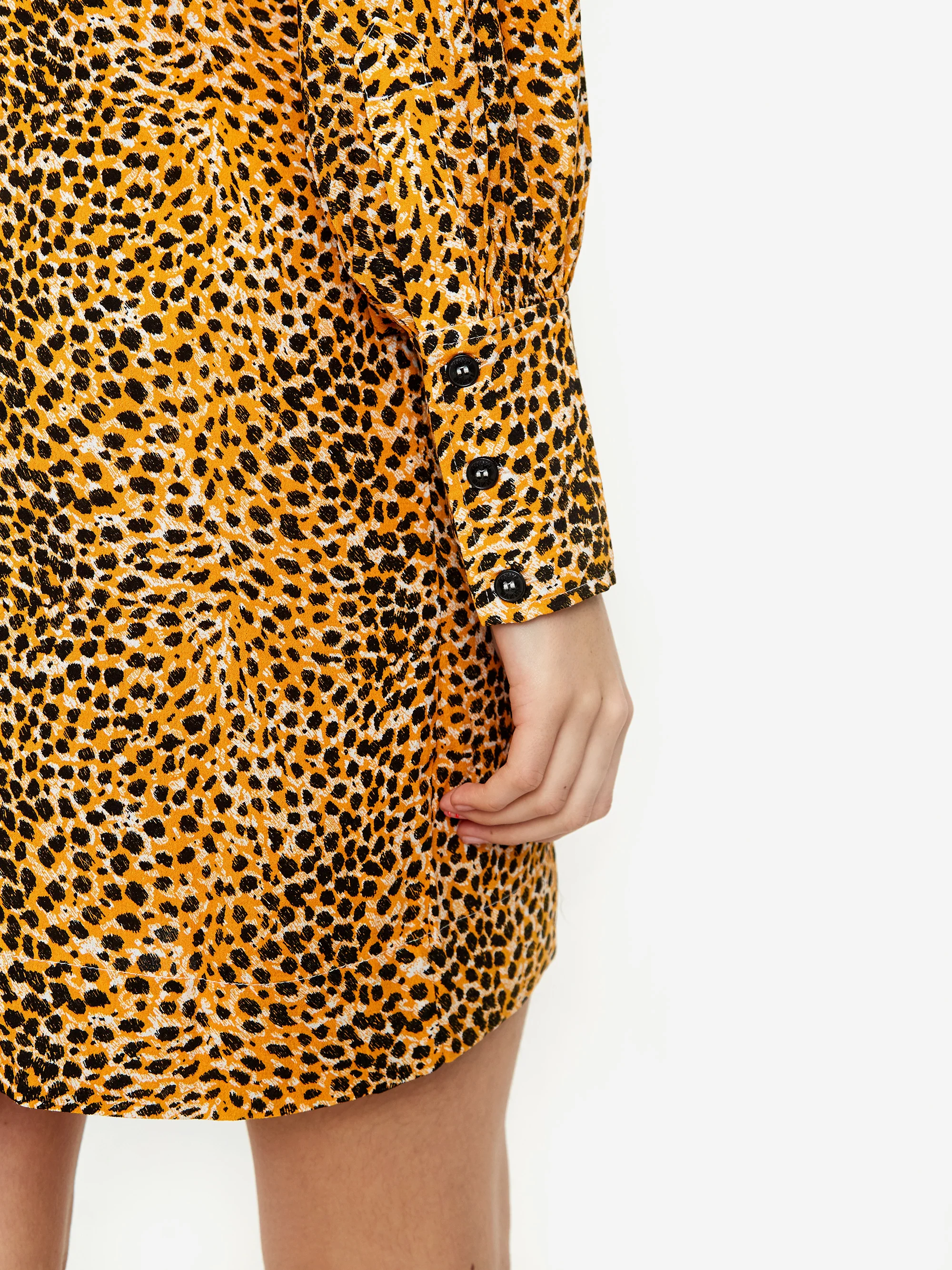 Ganni Ruffle High Collar Dress - Bright Marigold - Image 6