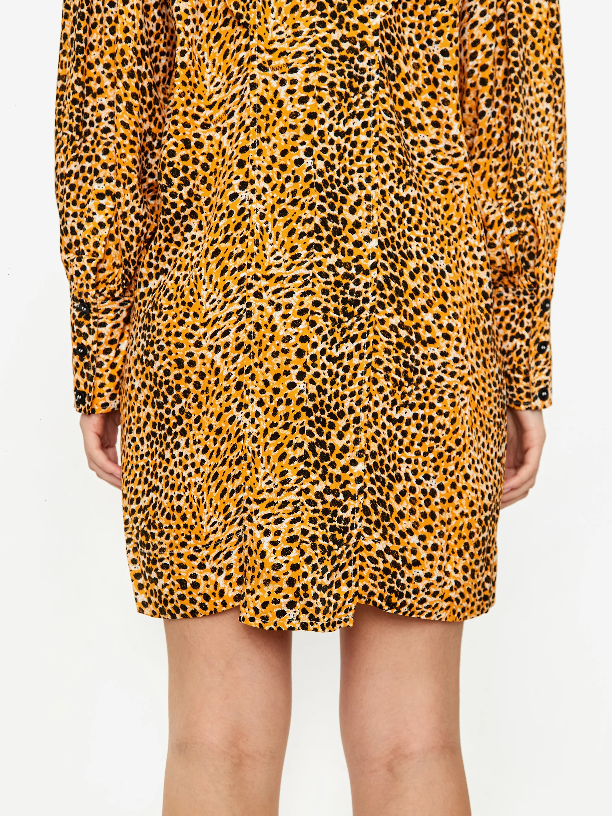 Ganni Ruffle High Collar Dress - Bright Marigold - Image 8