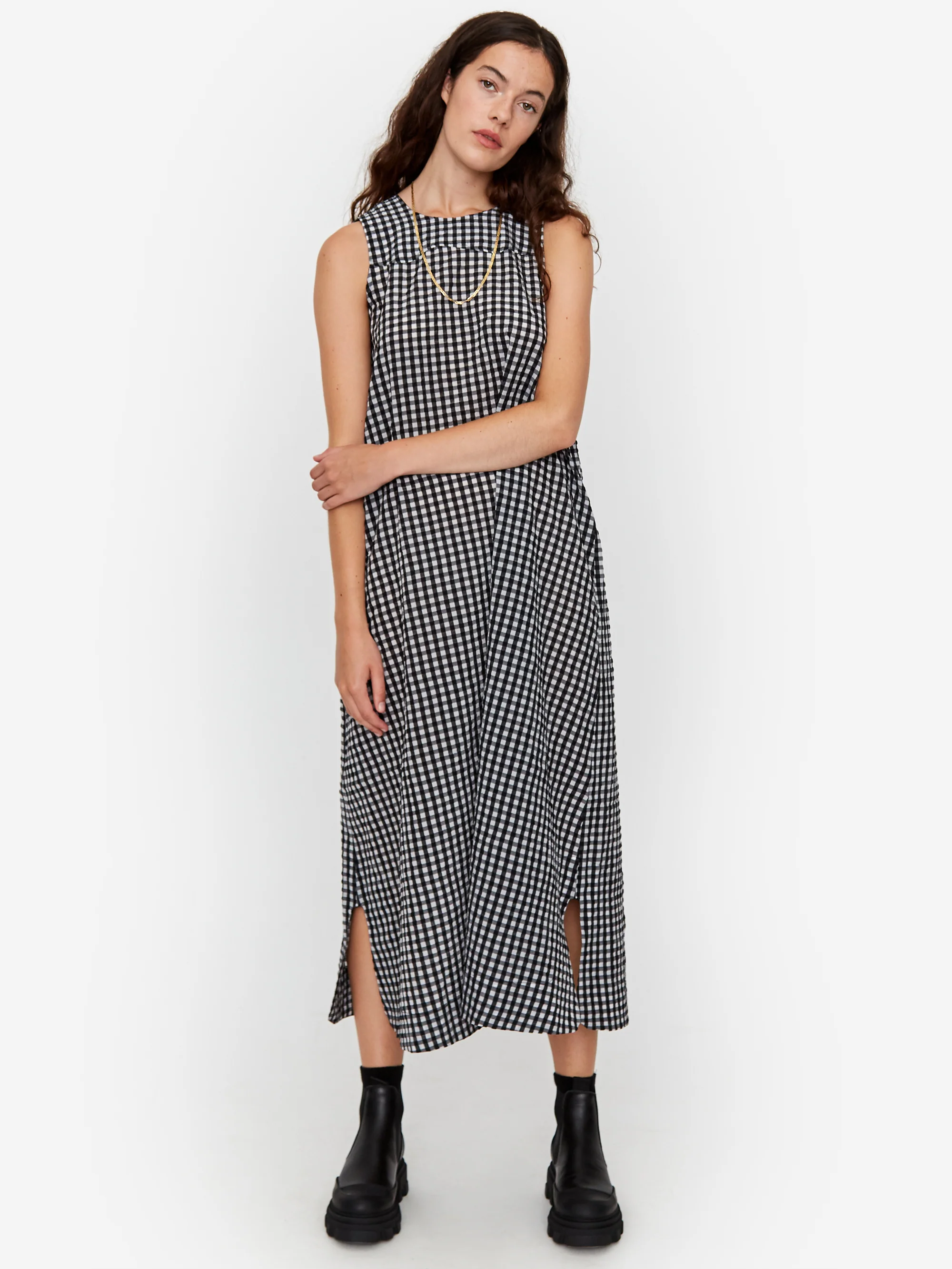 Ganni Seersucker Check Dress - Black - Image 2