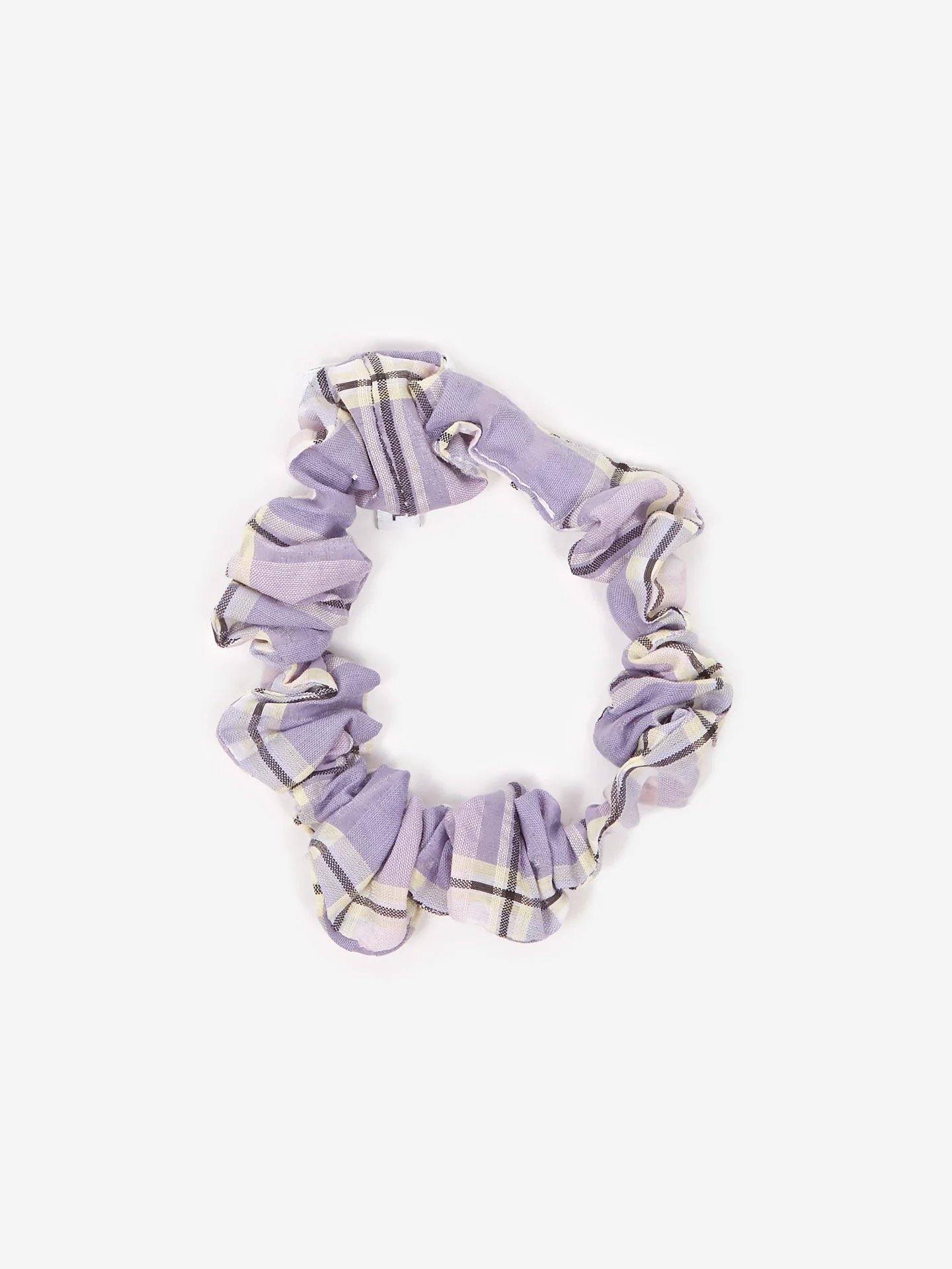 Ganni Seersucker Check Scrunchie - Check Persian Violet - Image 3