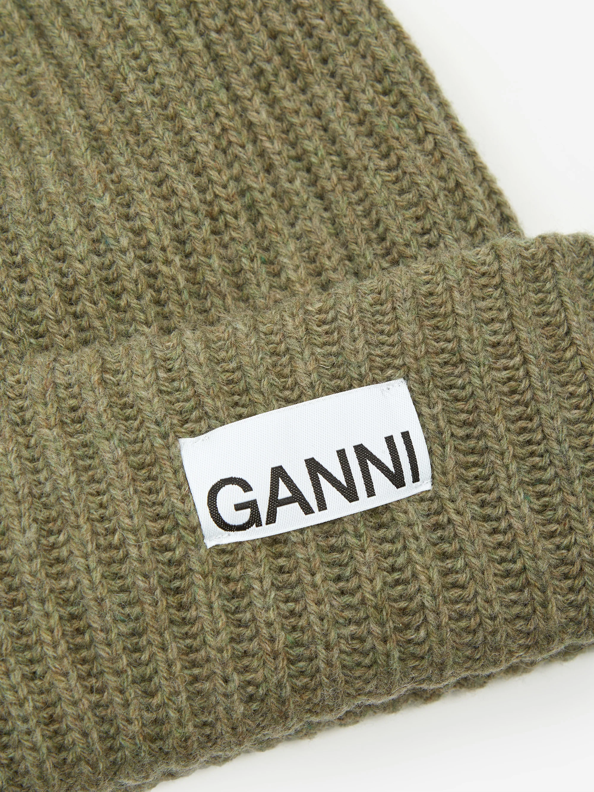 Ganni Structured Rib Beanie - Dusty Olive - Image 2