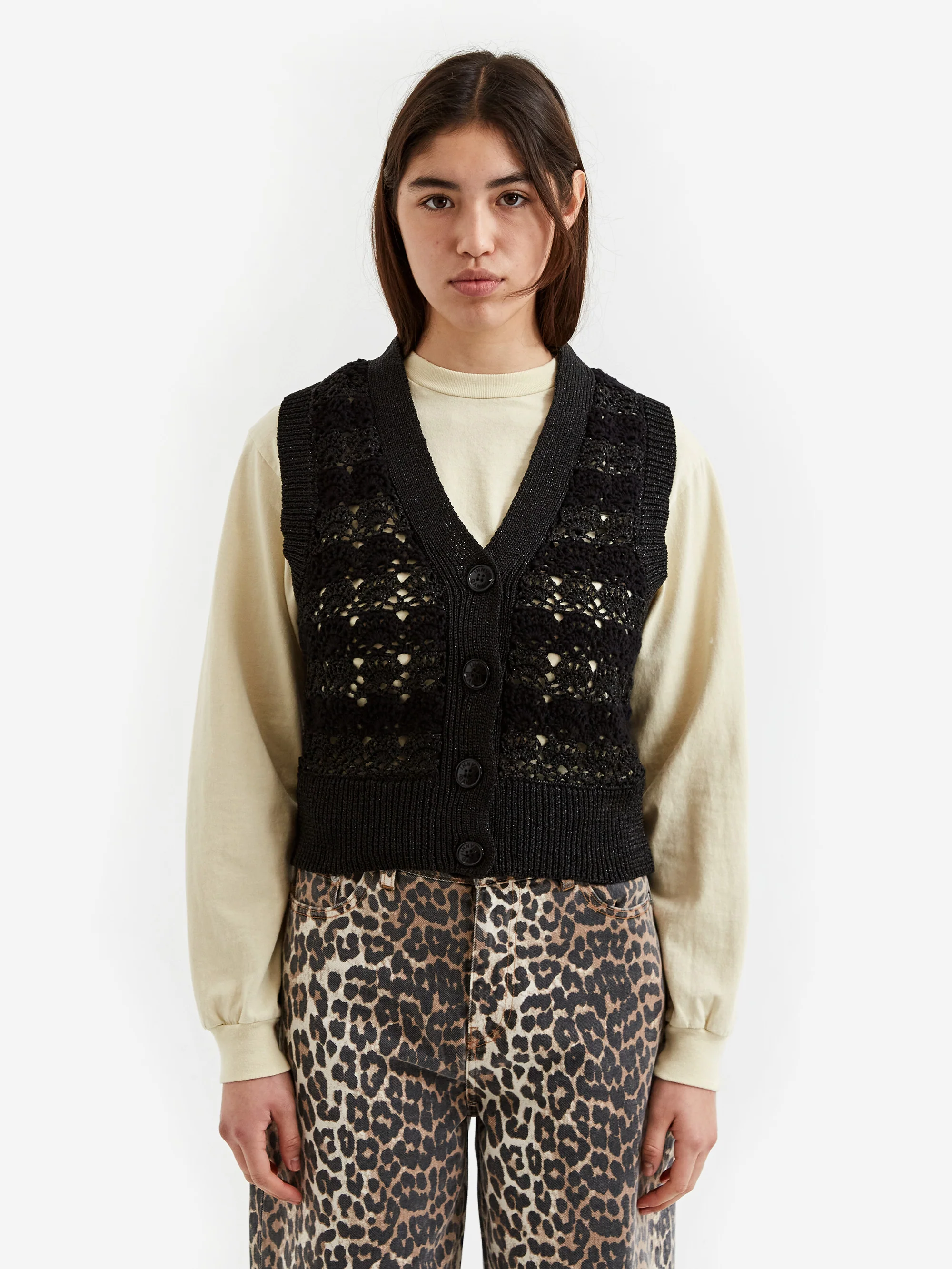 Ganni V-Neck Vest - Black