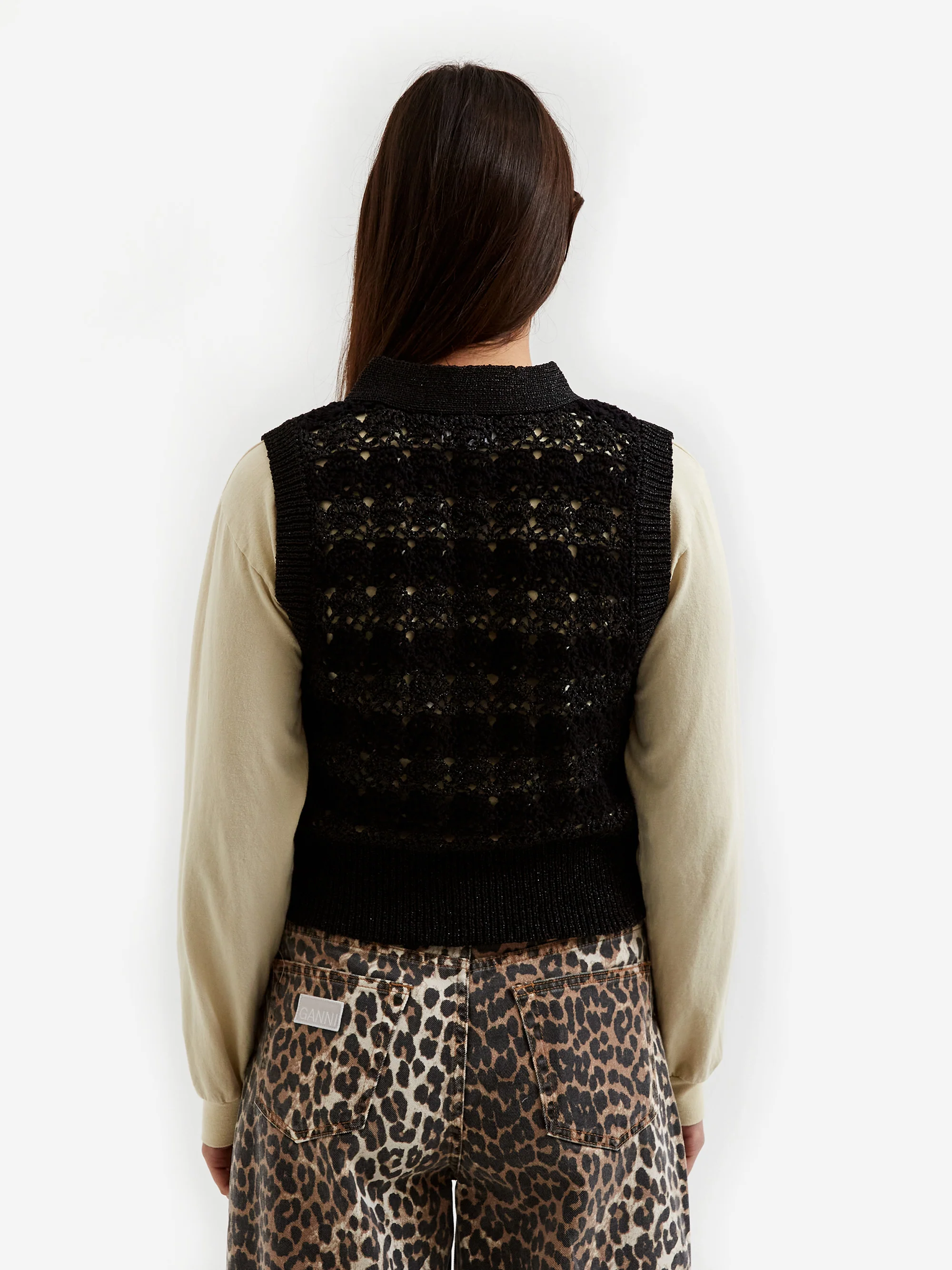 Ganni V-Neck Vest - Black - Image 5