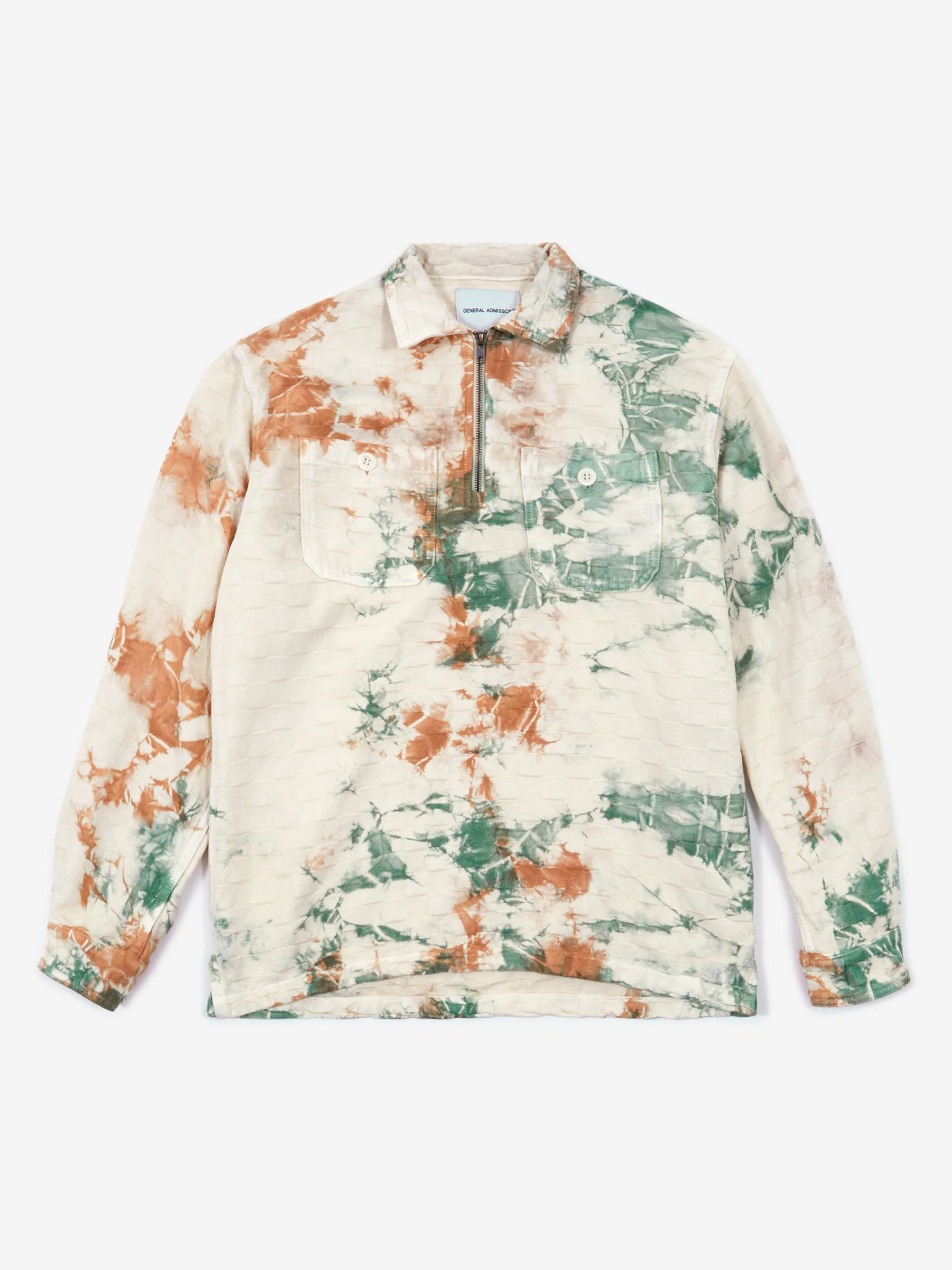 General Admission Half Zip Shirt - Natural Tie Dye