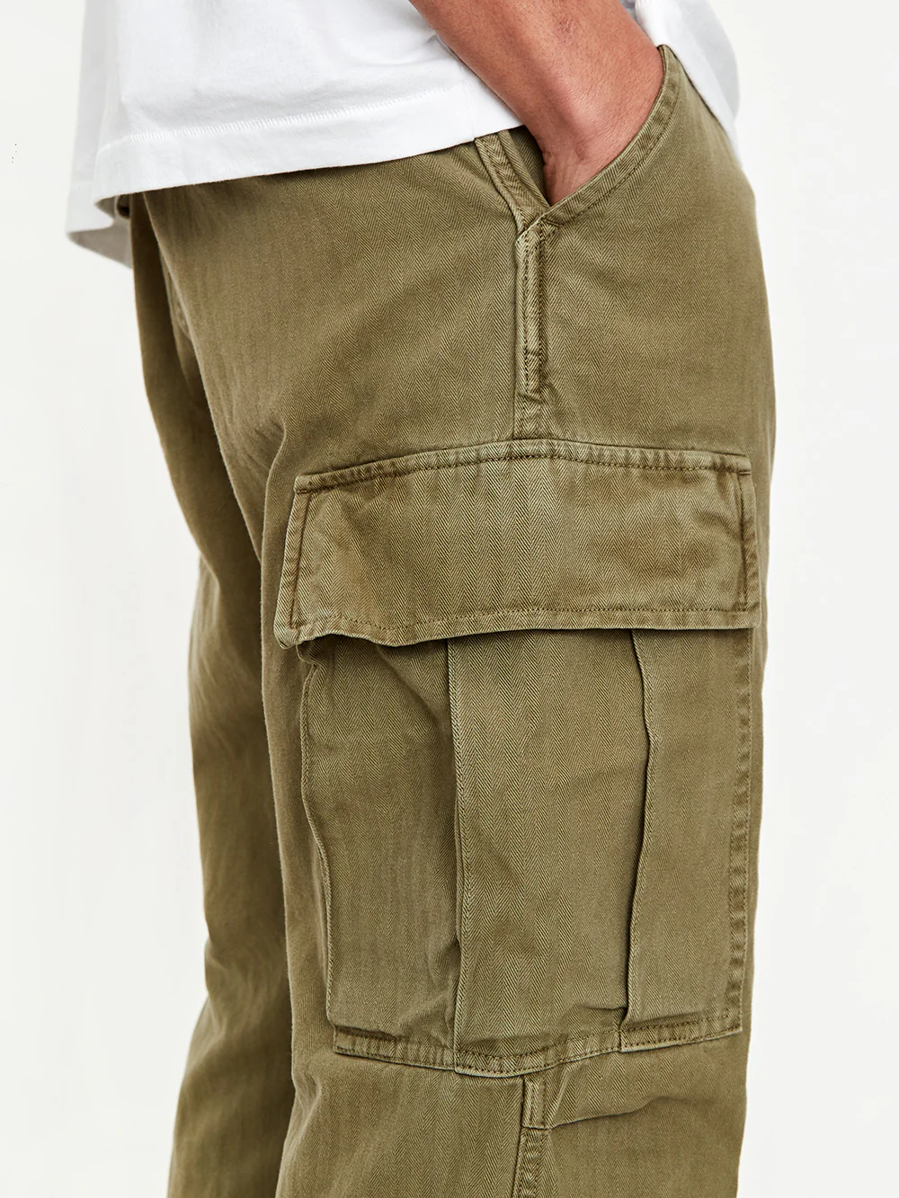General Admission Herringbone Cargo Pant - Olive - Image 10