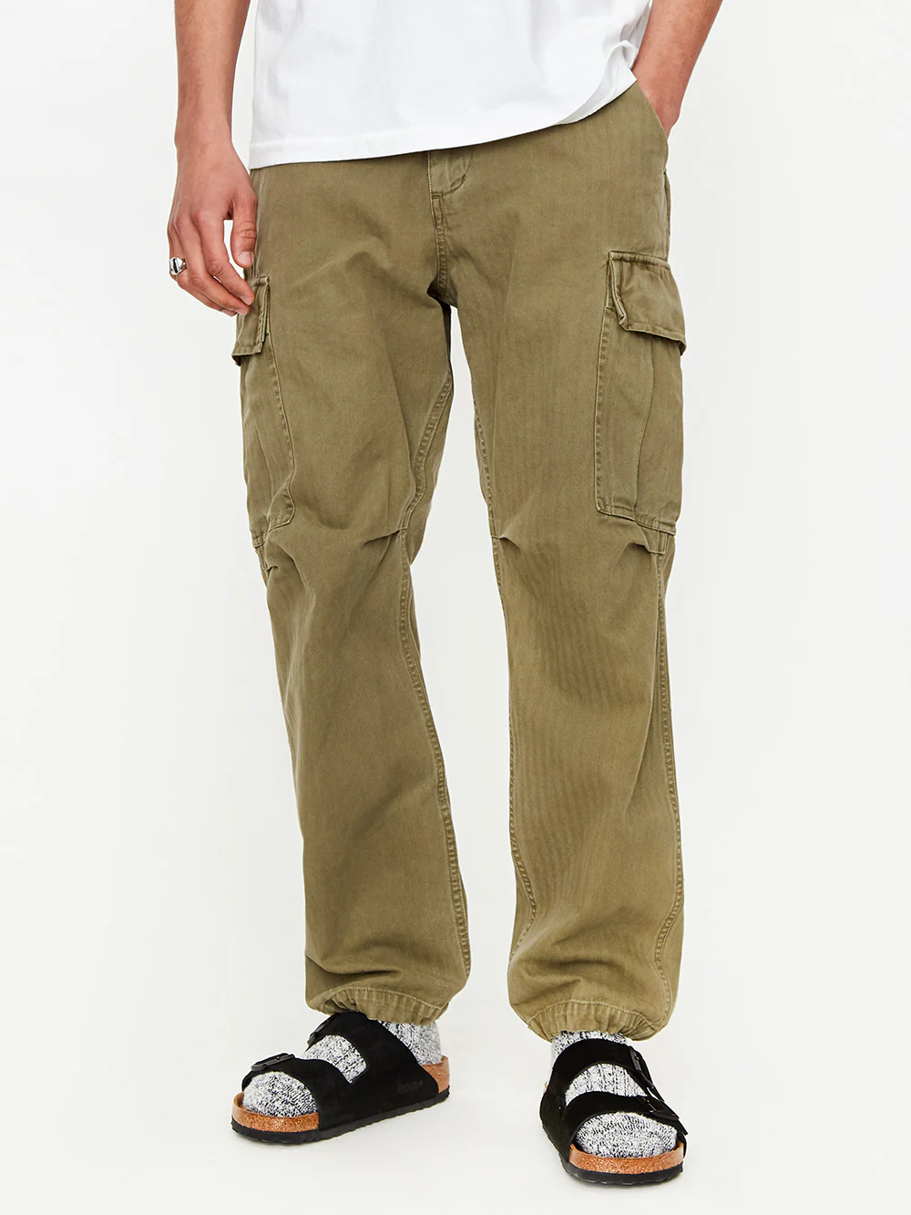 General Admission Herringbone Cargo Pant - Olive - Image 7