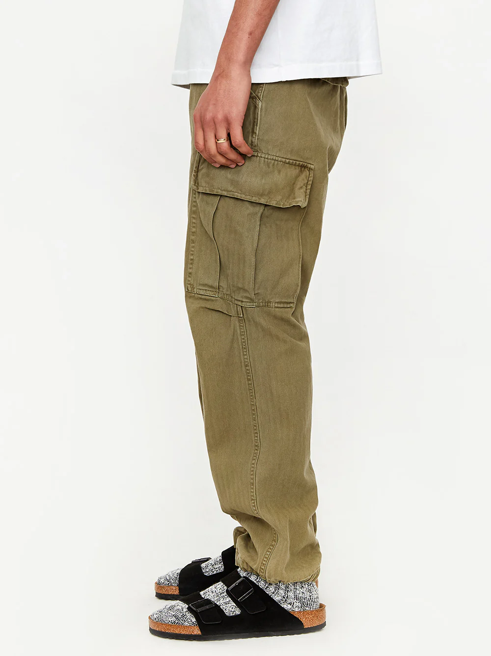 General Admission Herringbone Cargo Pant - Olive - Image 9