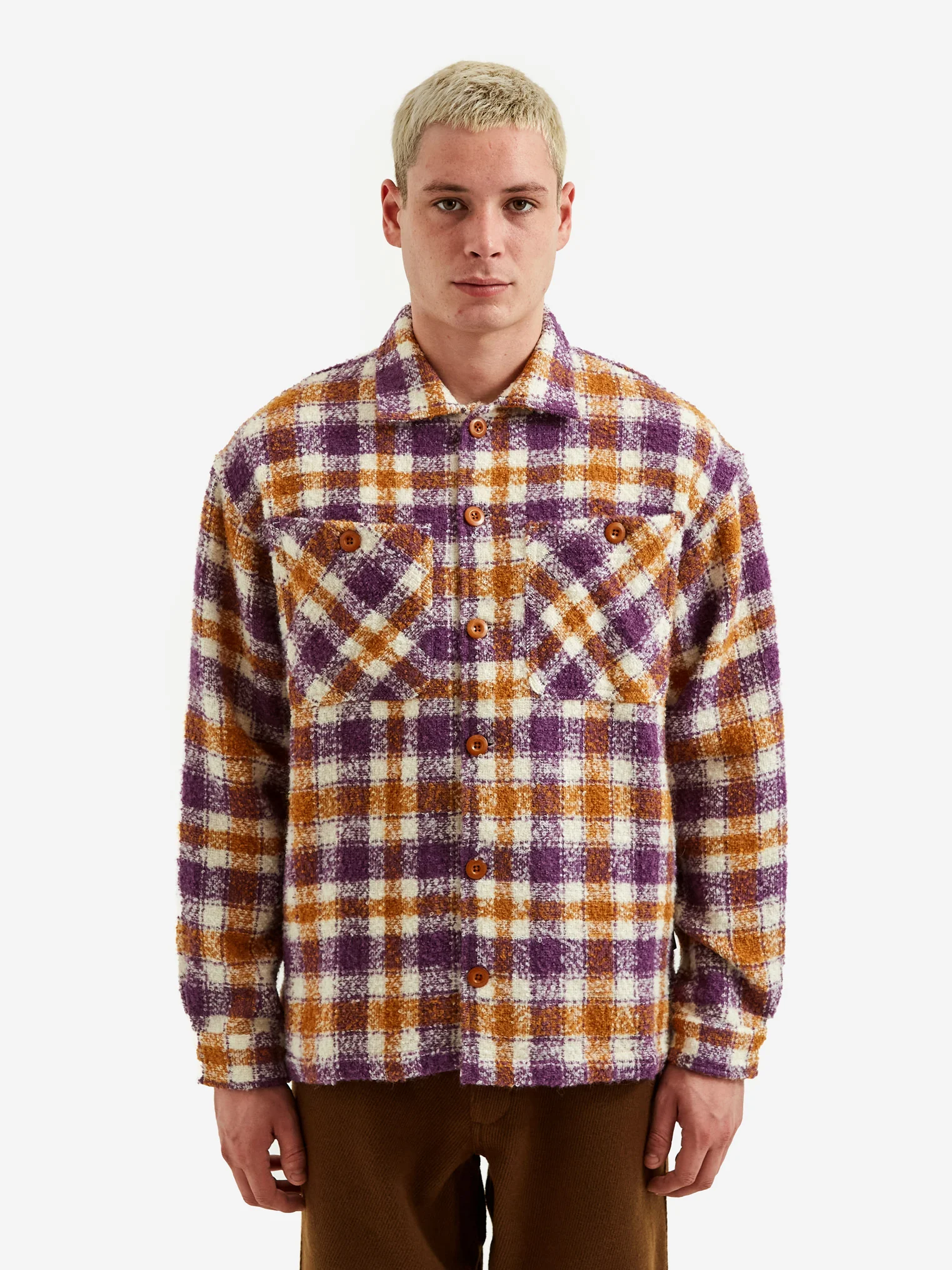 General Admission Nepped Plaid Over Shirt - Purple Plaid - Image 8