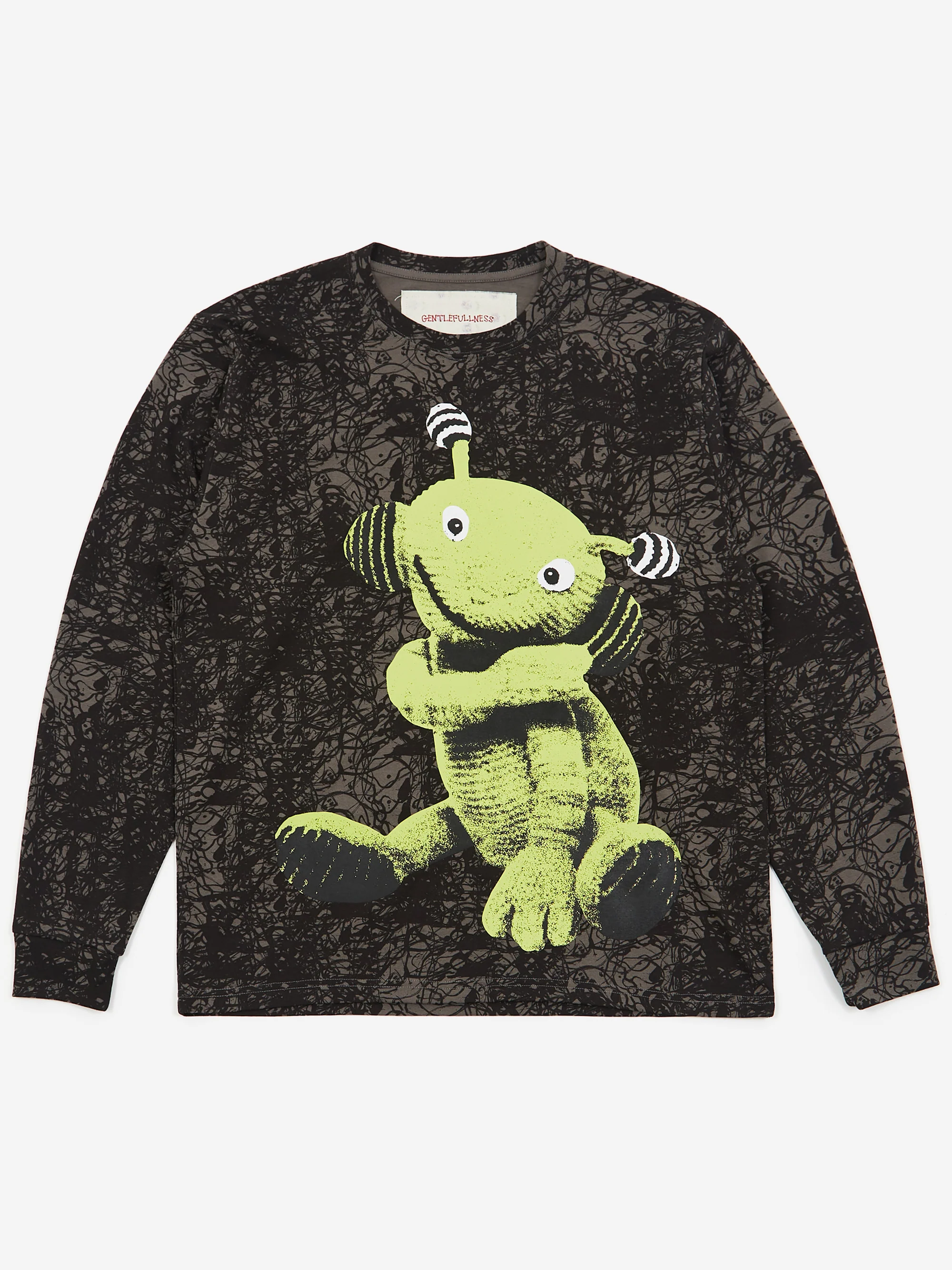 Gentle Fullness Recycled Cotton Long Sleeve T-Shirt - Washed Black Alien Puppet