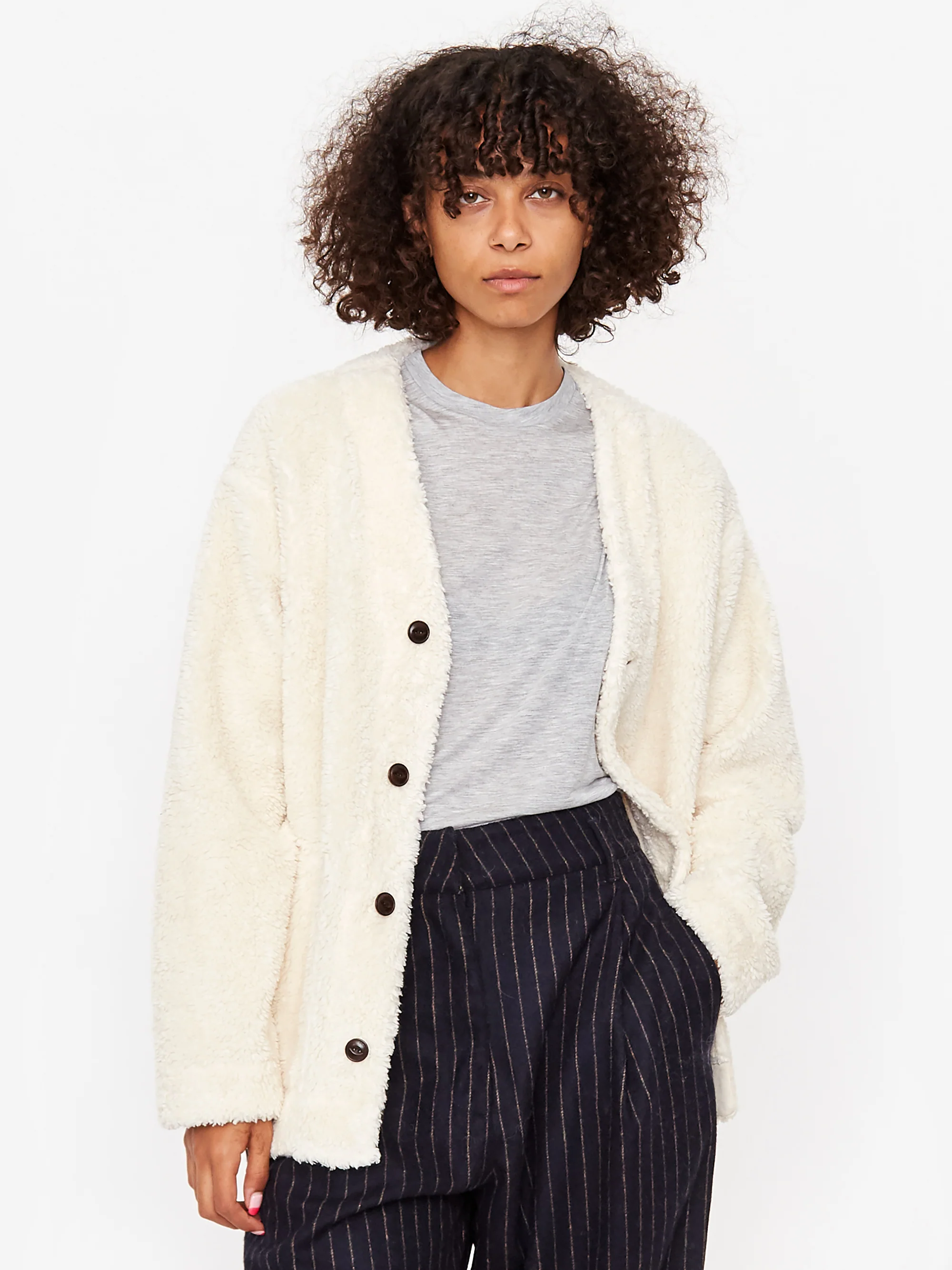 Girls Of Dust Baseball Cardigan - Off White - Image 2