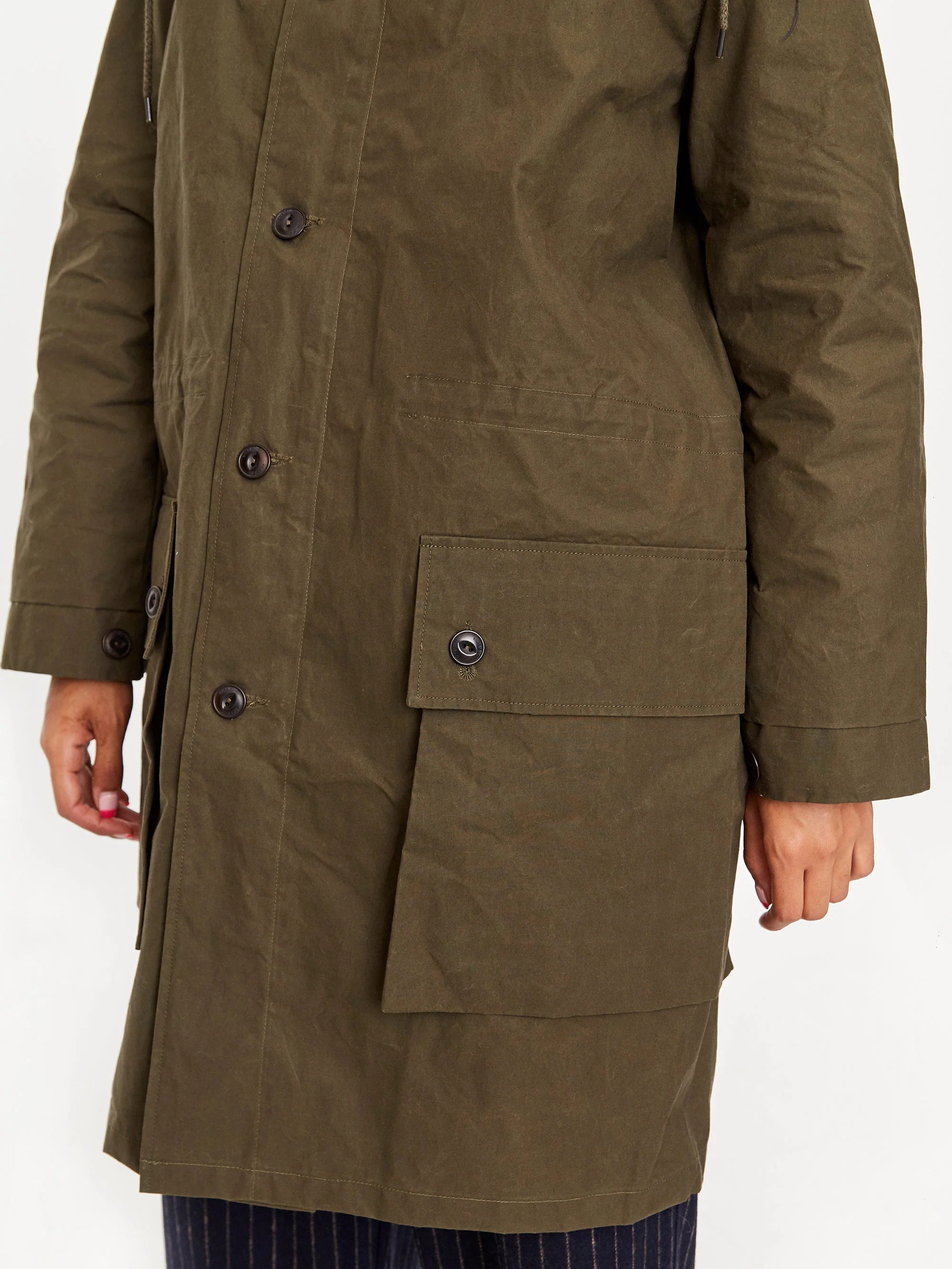 Girls Of Dust Field Coat Dry Waxed Cotton Rain Coat - Khaki - Image 4