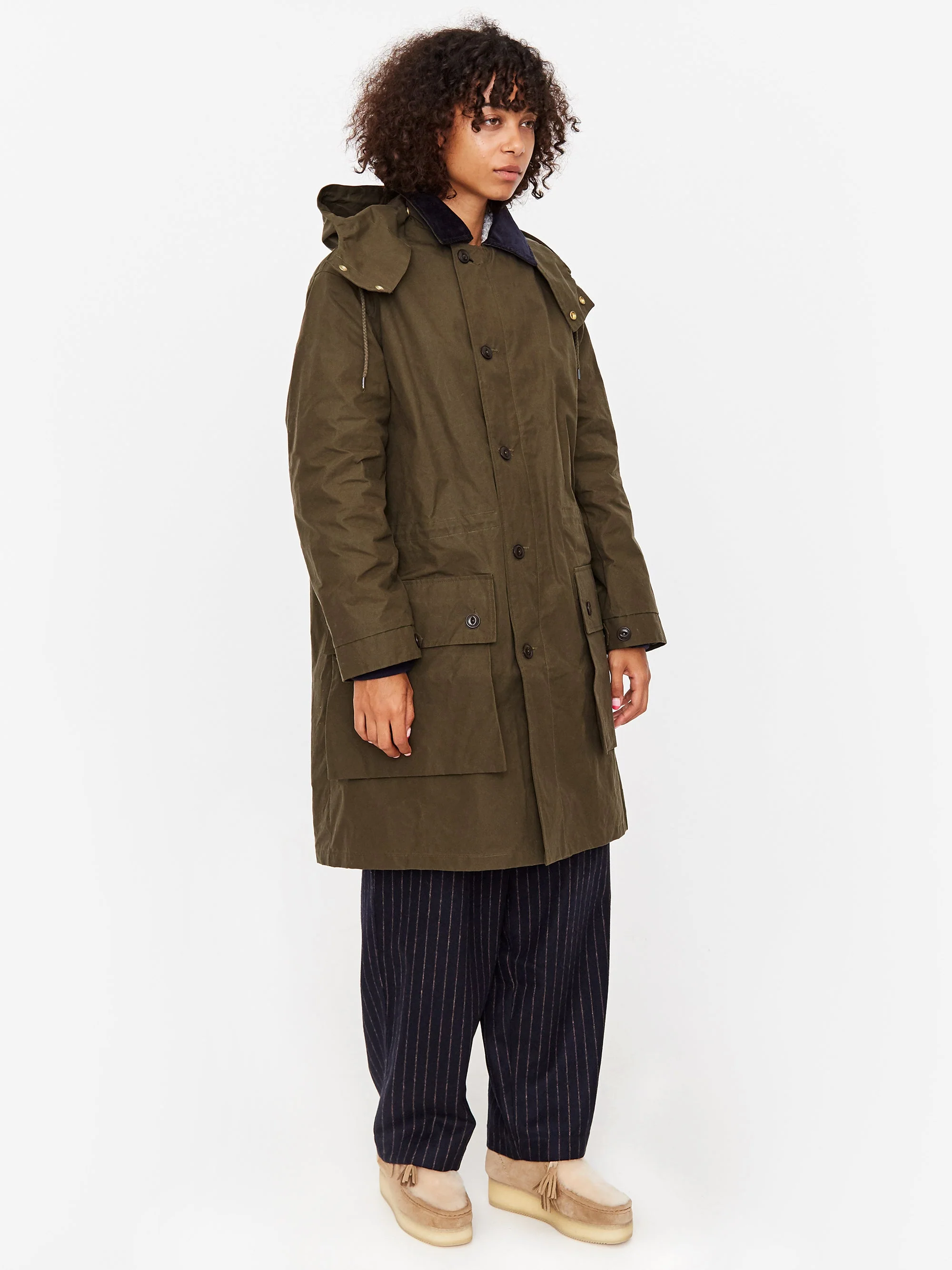 Girls Of Dust Field Coat Dry Waxed Cotton Rain Coat - Khaki - Image 6