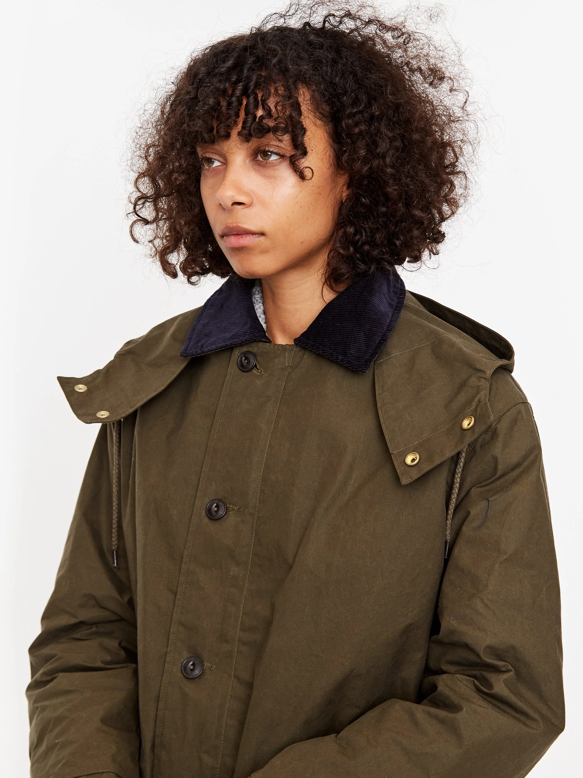 Girls Of Dust Field Coat Dry Waxed Cotton Rain Coat - Khaki - Image 7