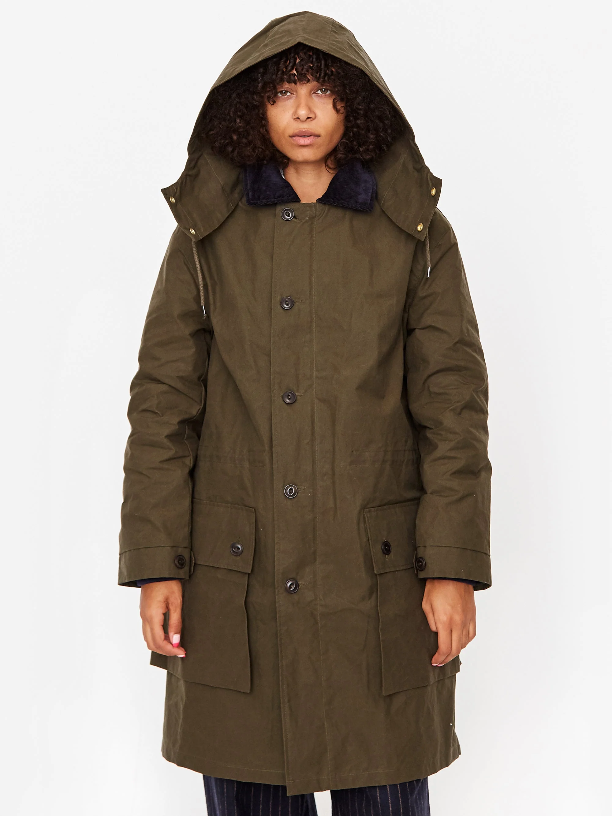 Girls Of Dust Field Coat Dry Waxed Cotton Rain Coat - Khaki - Image 8