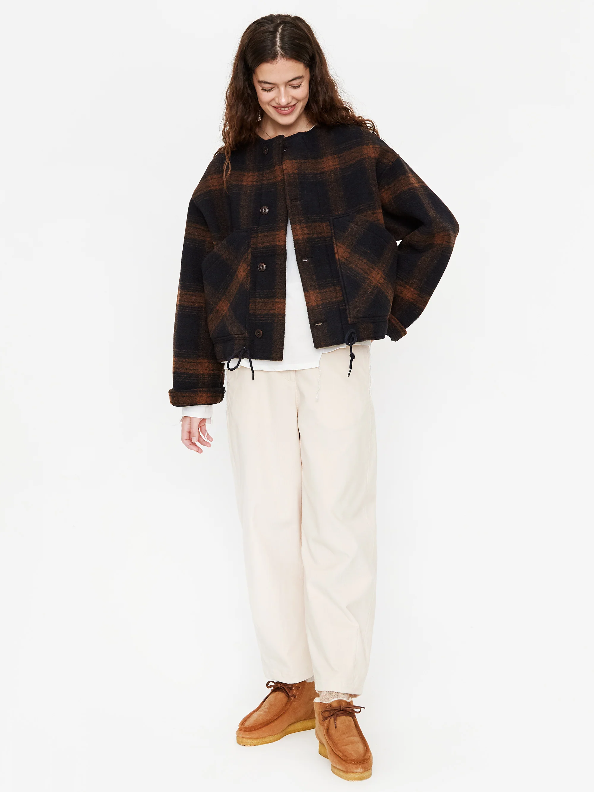 Girls Of Dust Nuclear Doppio Check Jacket - Blue/Tobacco - Image 3