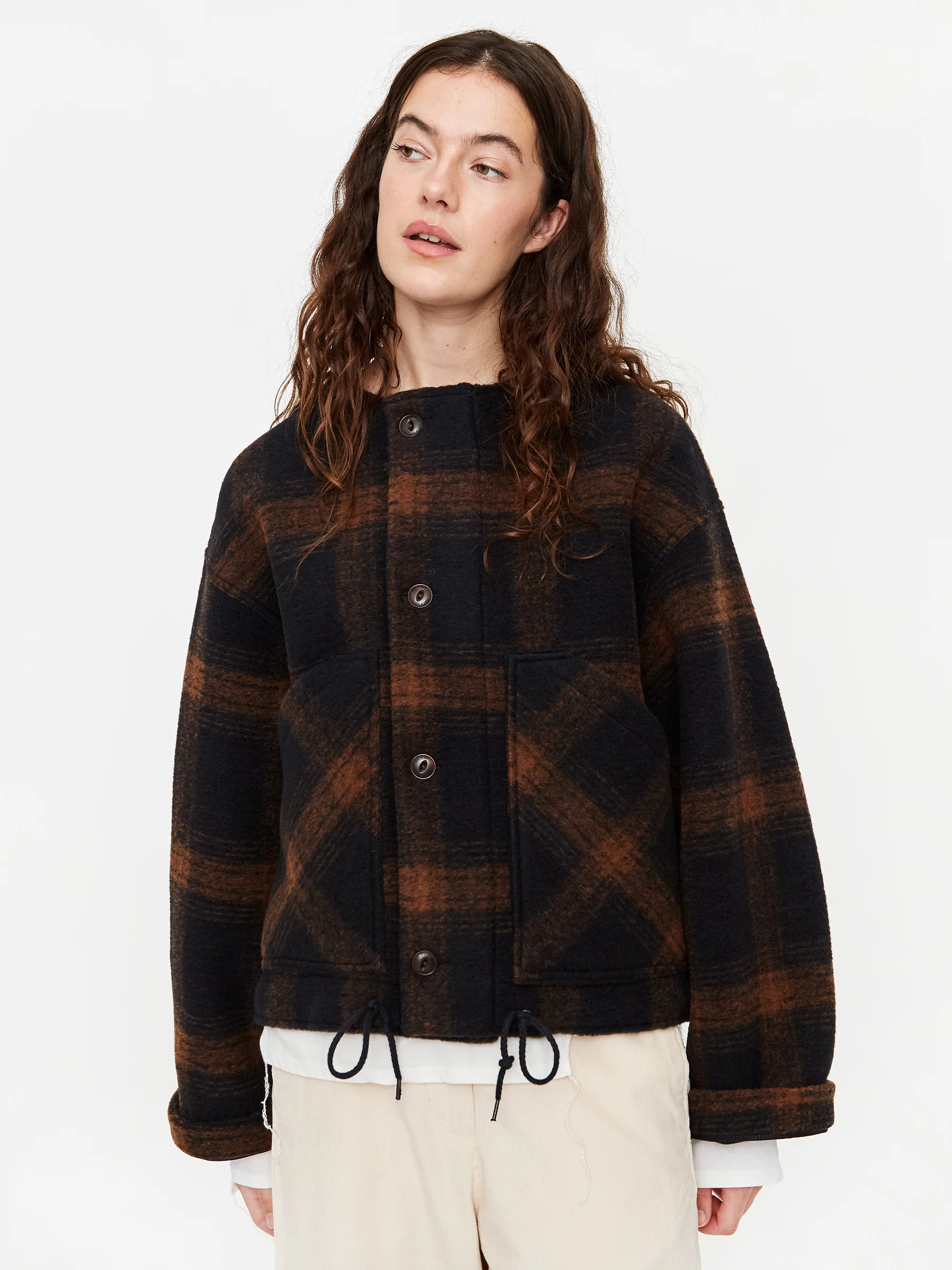 Girls Of Dust Nuclear Doppio Check Jacket - Blue/Tobacco - Image 4