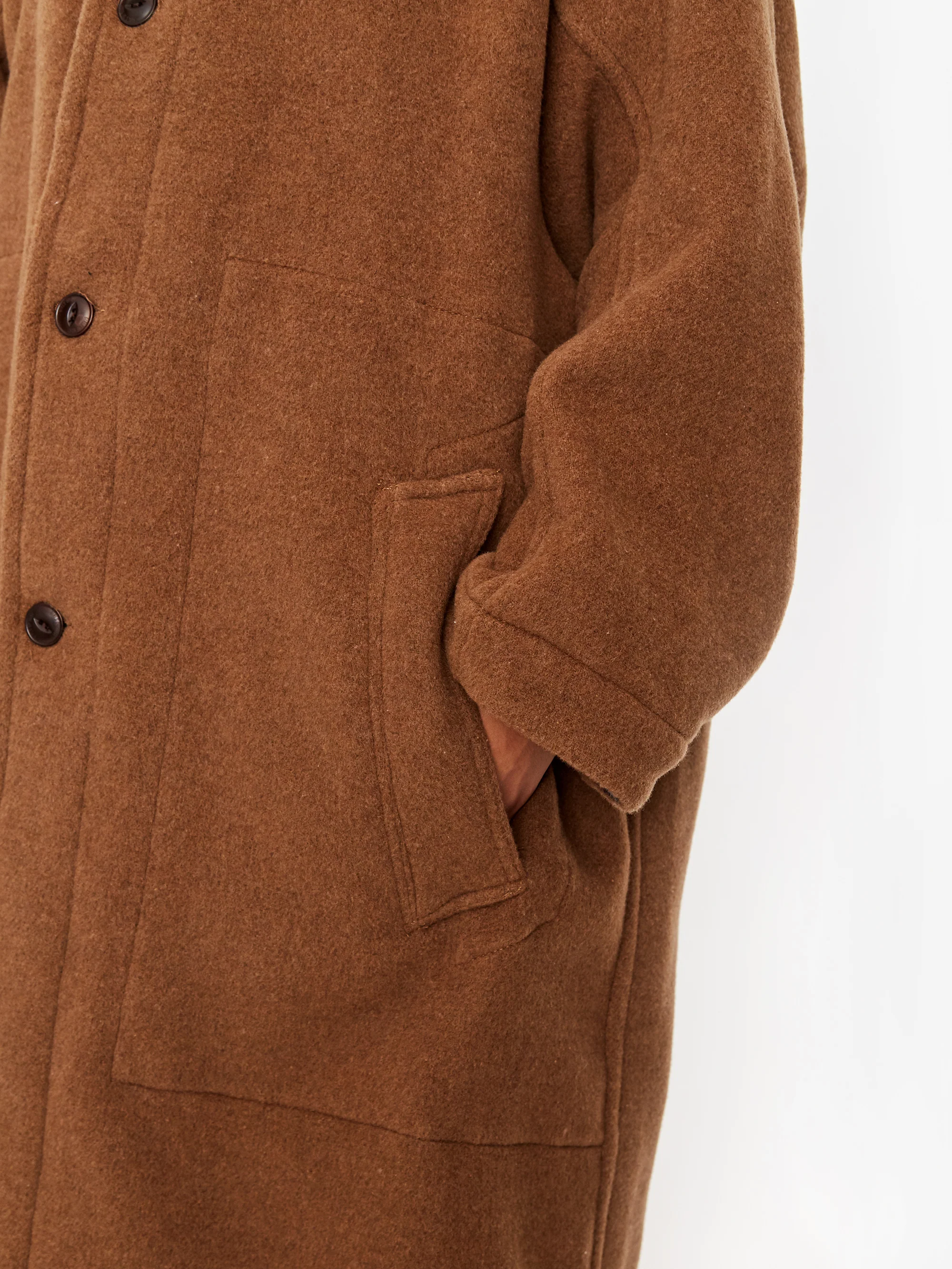 Girls Of Dust Reversible Army Trench Golf Wool Coat - Tobacco - Image 5