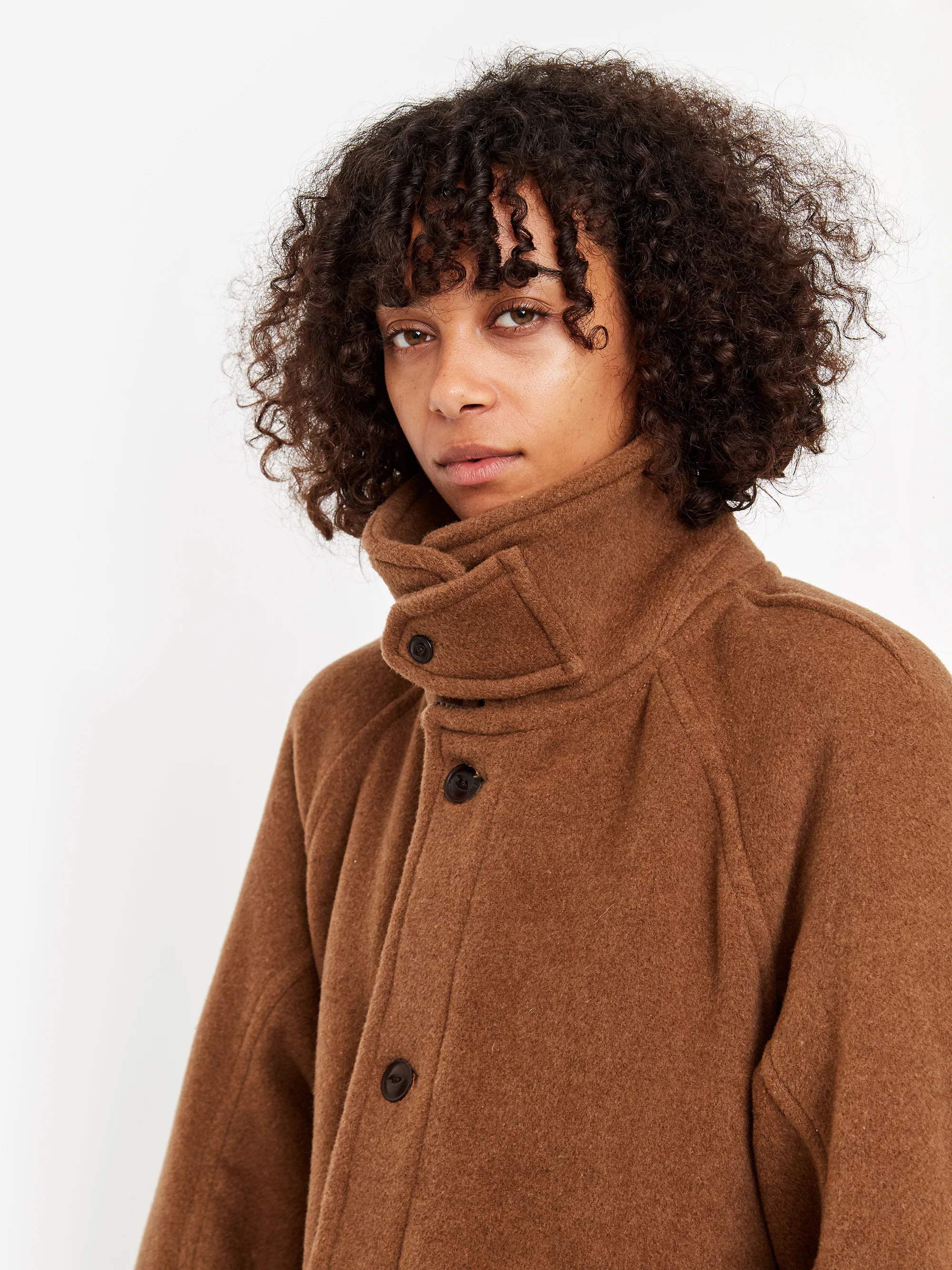 Girls Of Dust Reversible Army Trench Golf Wool Coat - Tobacco - Image 6