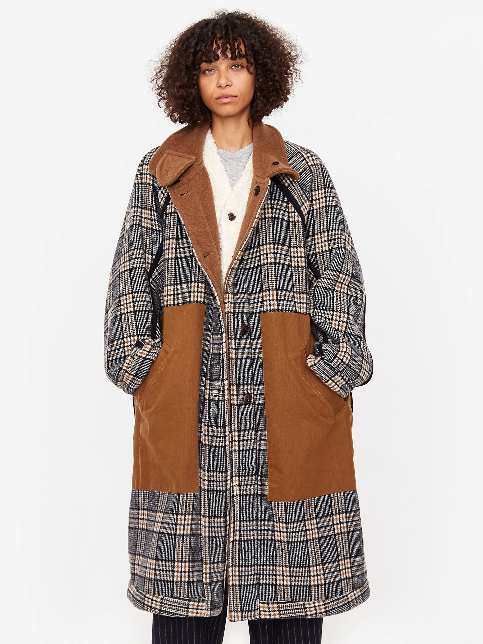 Girls Of Dust Reversible Army Trench Golf Wool Coat - Tobacco - Image 7