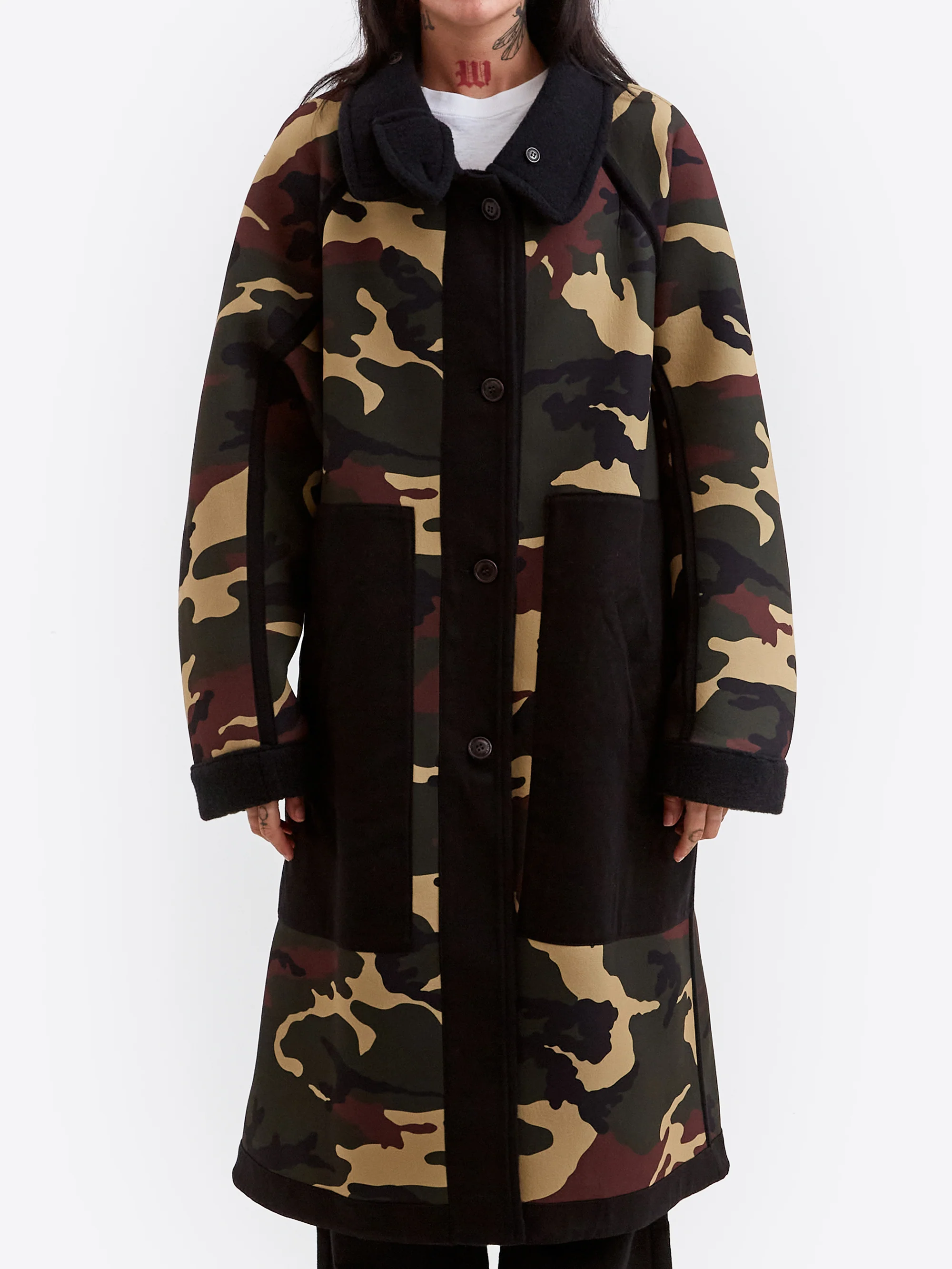 Girls Of Dust Reversible Trench Coat - Navy/Camo
