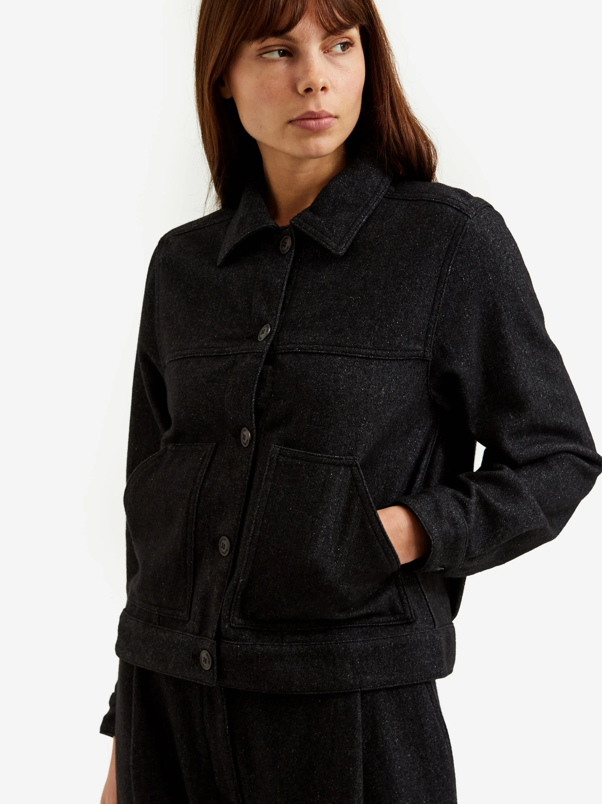 Girls Of Dust Russel Wool Trucker Jacket - Anthracite - Image 3