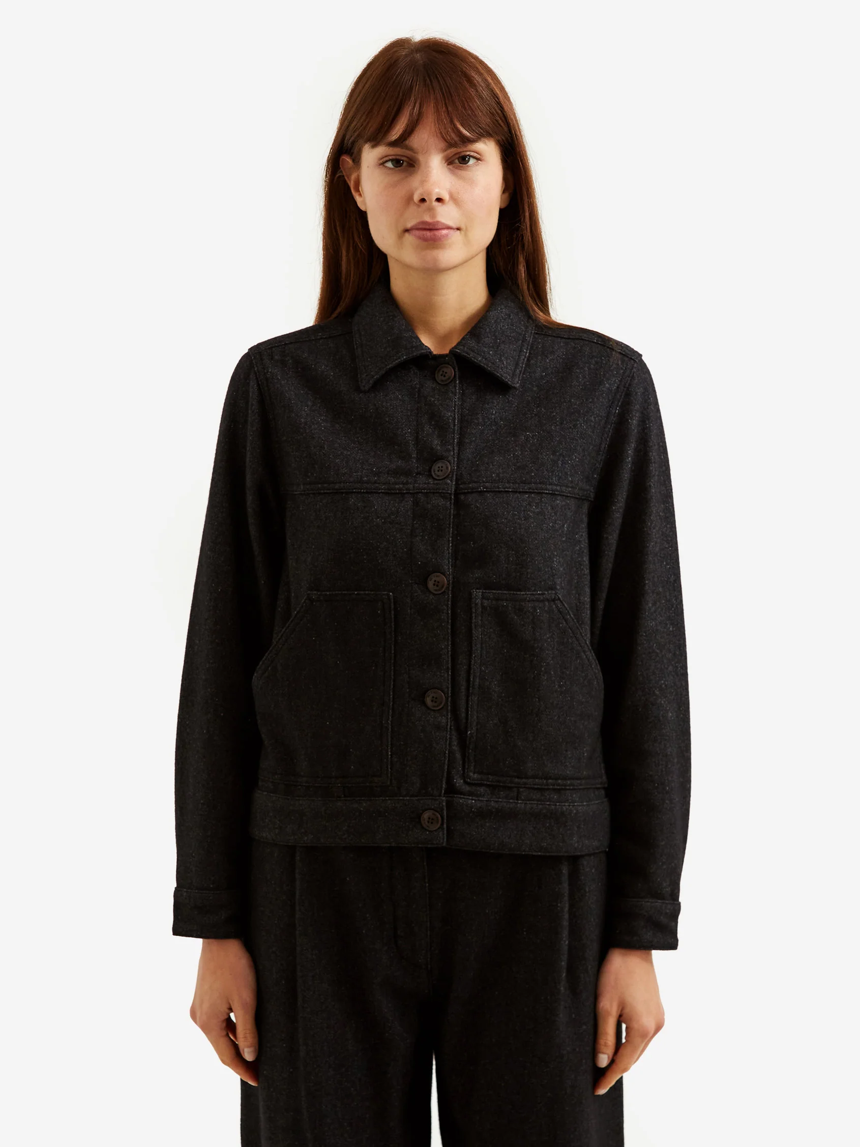 Girls Of Dust Russel Wool Trucker Jacket - Anthracite - Image 4