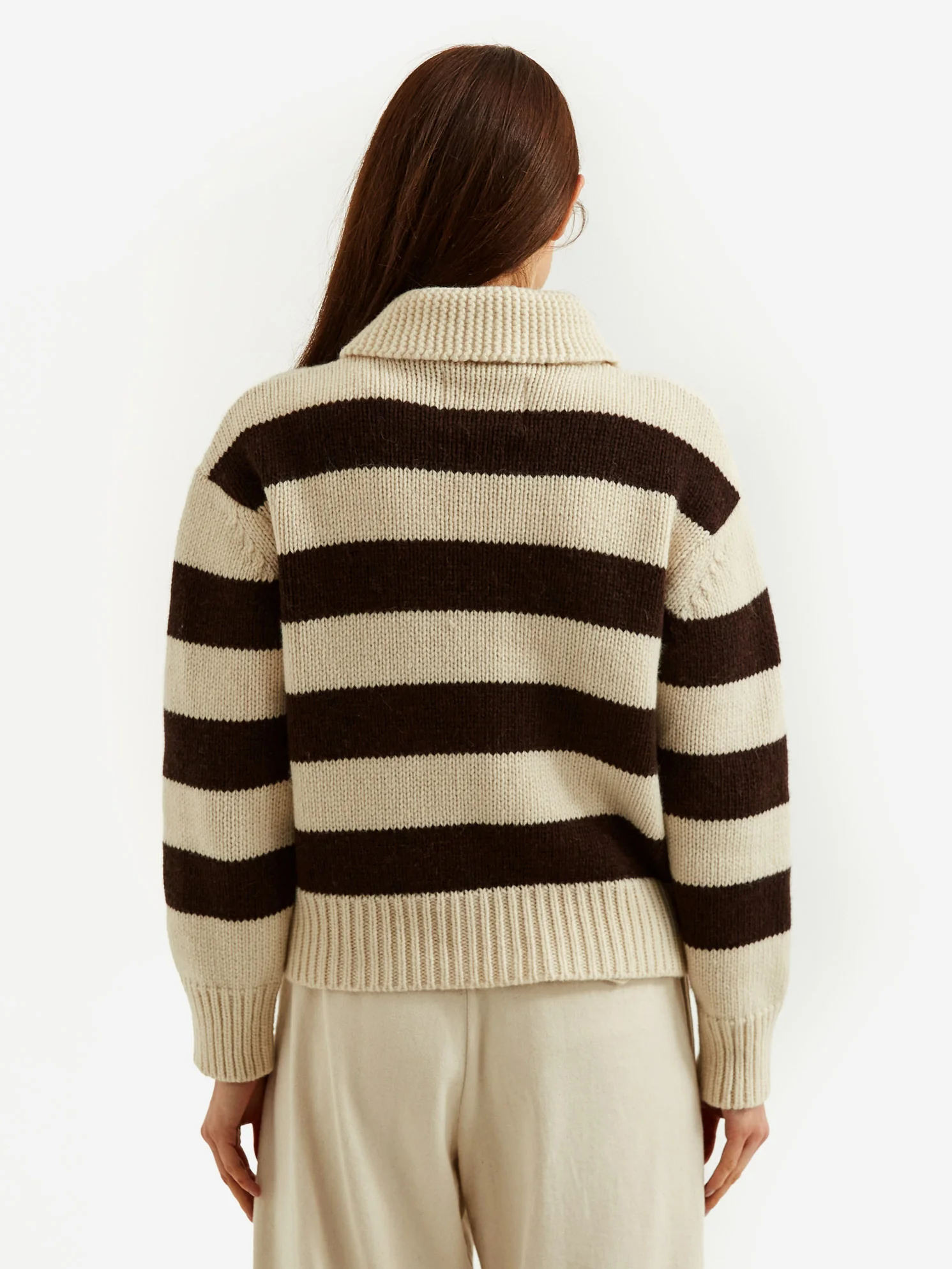 Girls Of Dust Soft Shetland Pirate Cardigan - Brown Stripe - Image 5