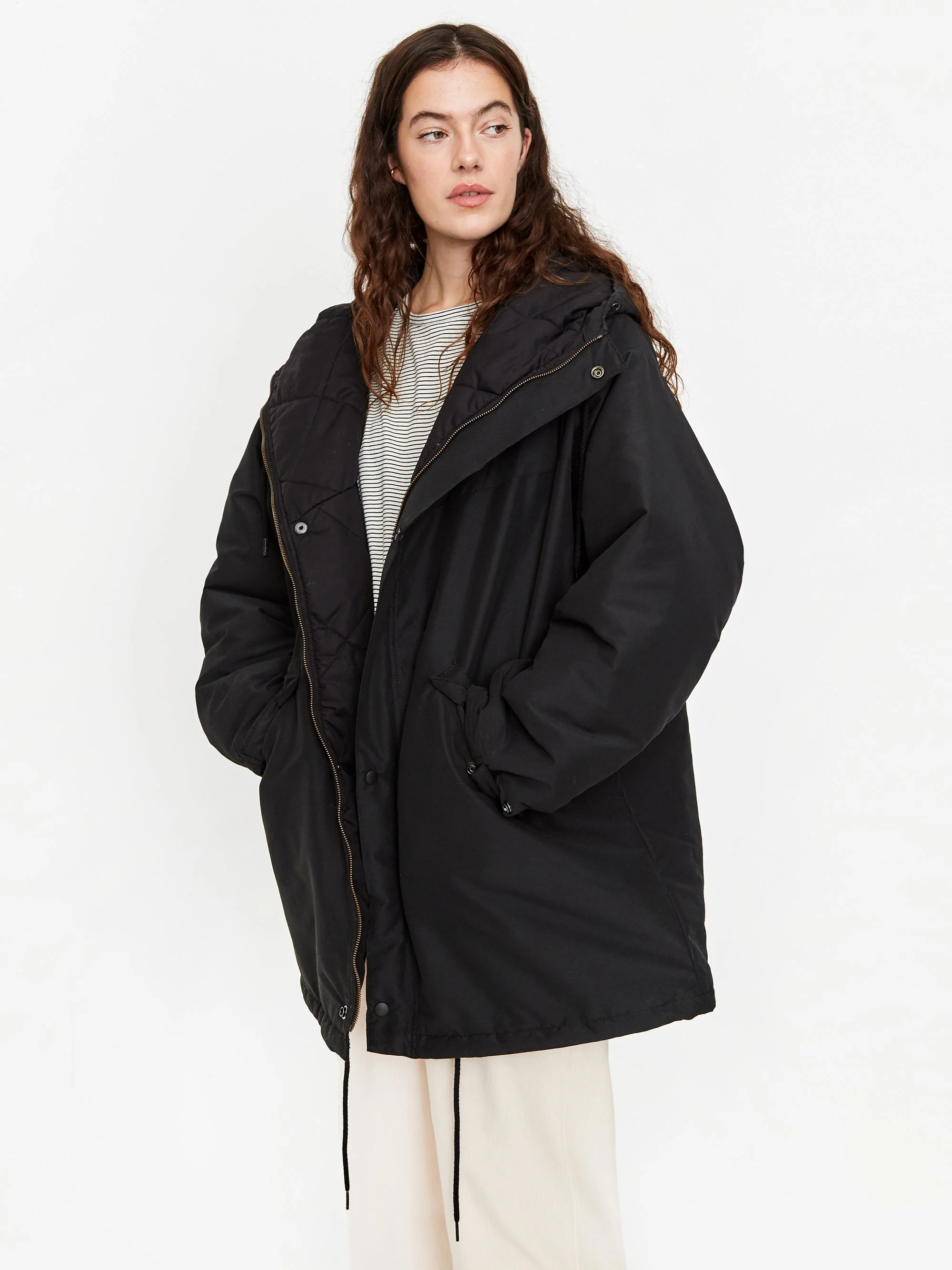 Girls Of Dust Storm Nylon Padded Hooded Jacket - Black - Image 4
