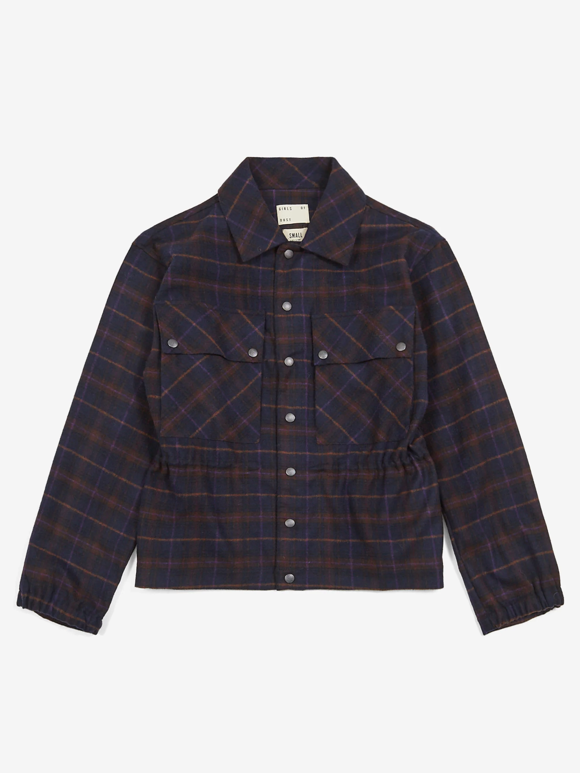 Girls Of Dust Tropical Boban Check Longsleeve Overshirt - Navy - Image 11