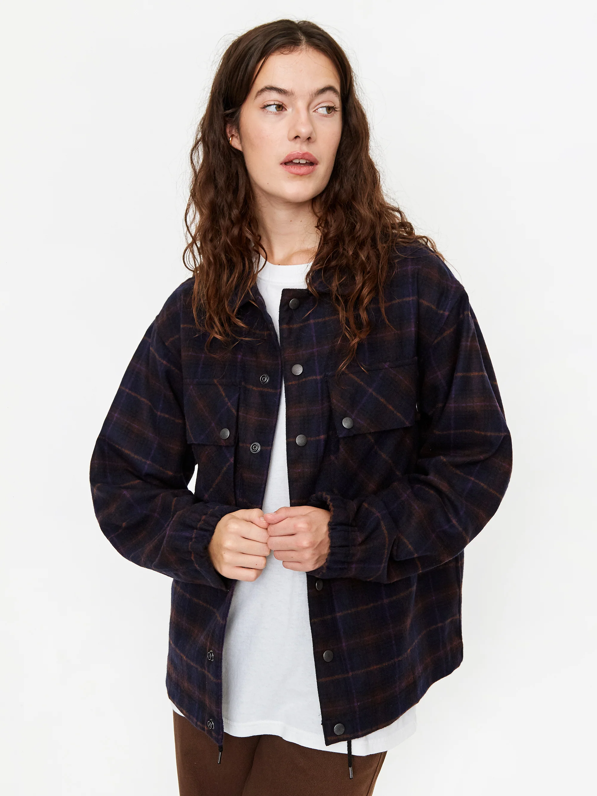 Girls Of Dust Tropical Boban Check Longsleeve Overshirt - Navy - Image 4