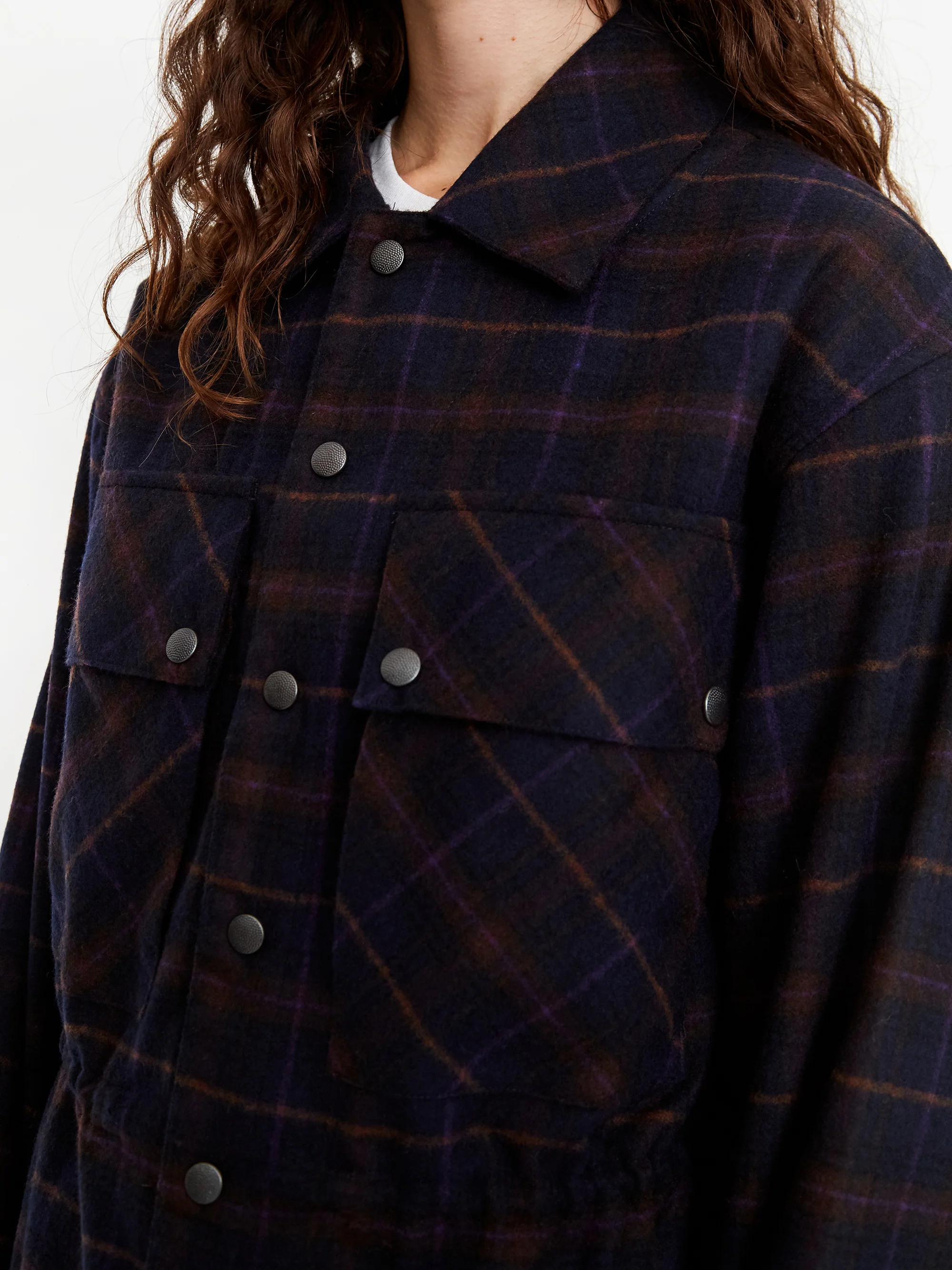 Girls Of Dust Tropical Boban Check Longsleeve Overshirt - Navy - Image 7