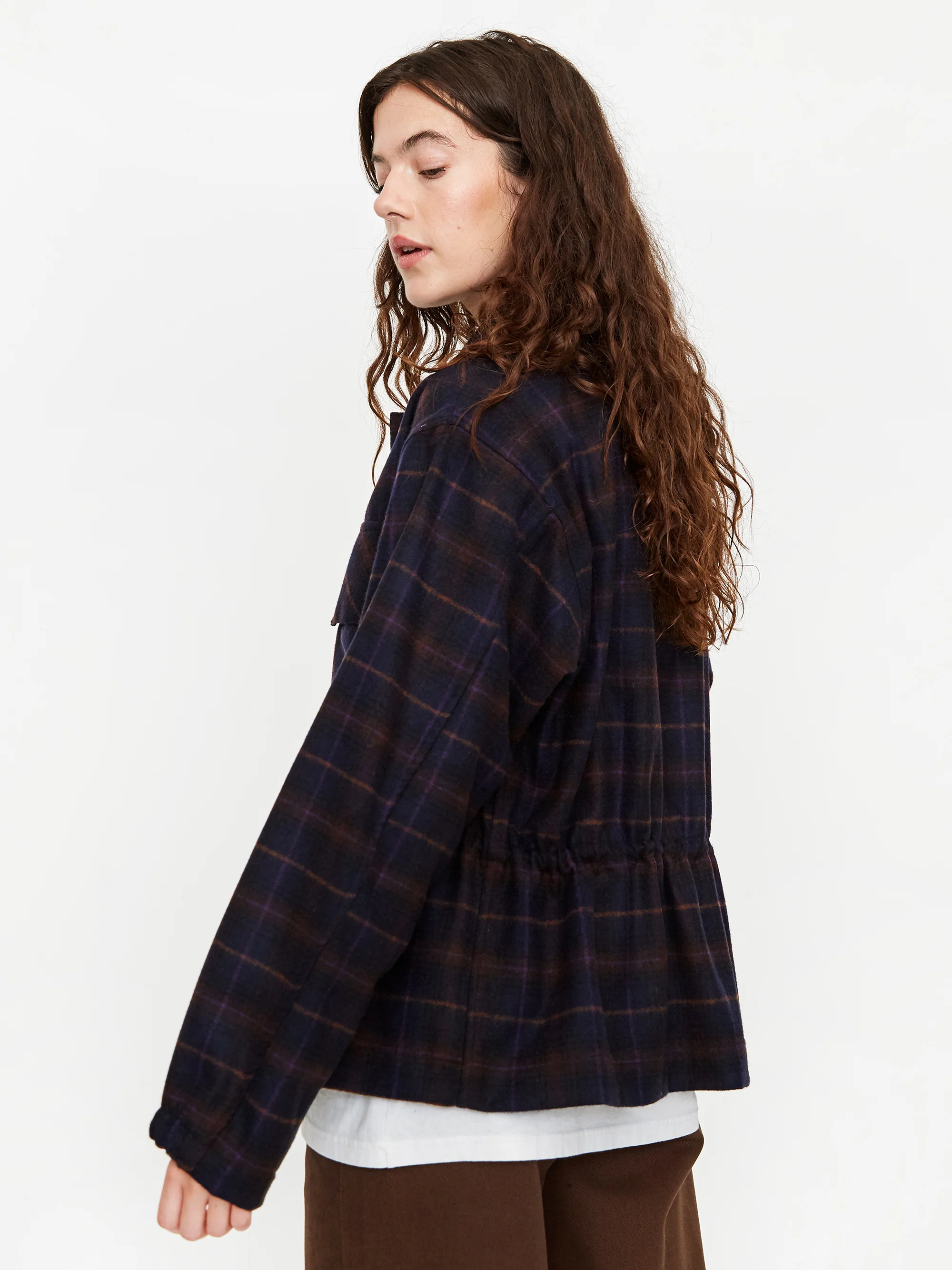 Girls Of Dust Tropical Boban Check Longsleeve Overshirt - Navy - Image 8
