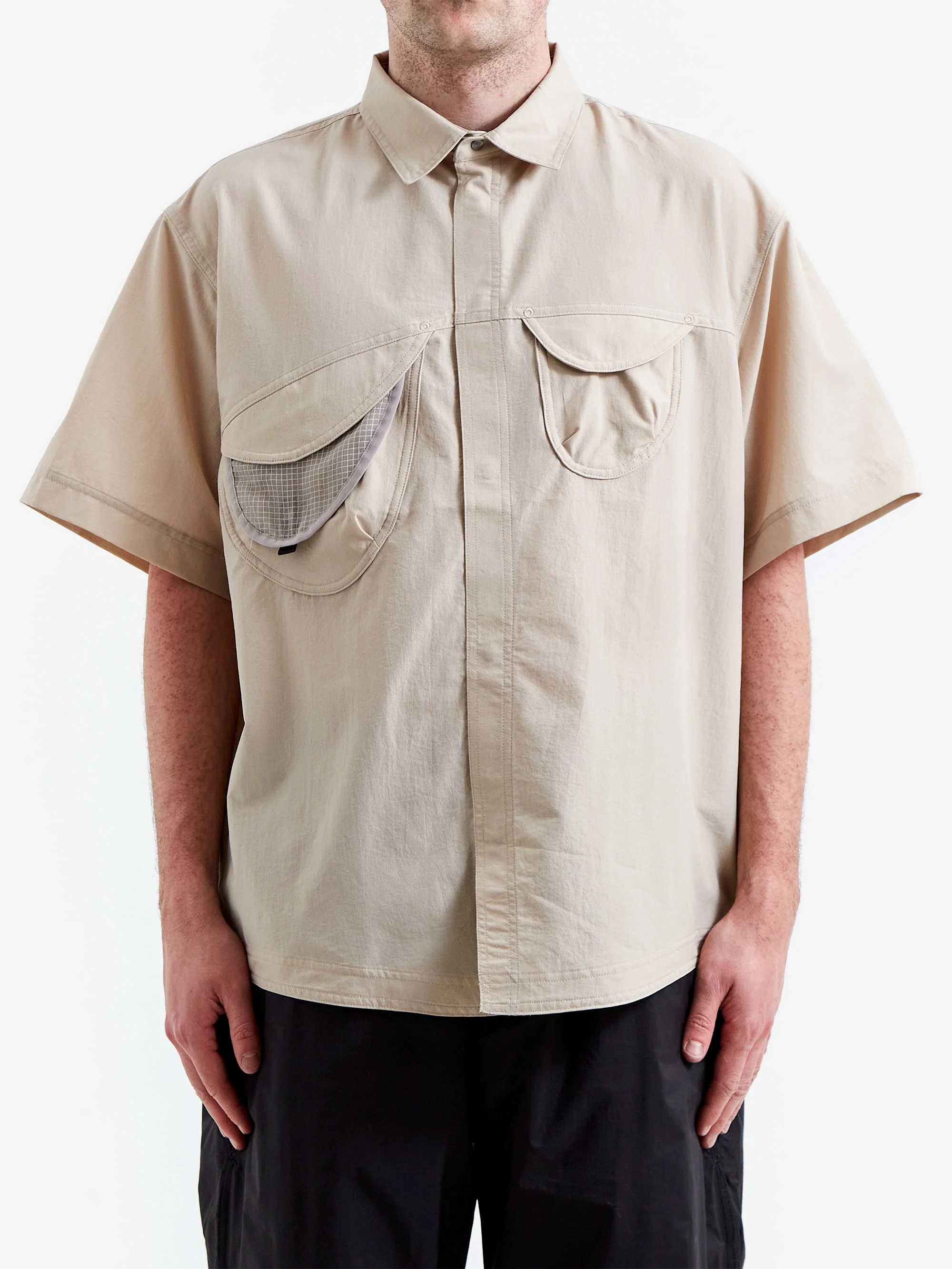 Goldwin 0 S/S Asymmetric Camp Shirt - Silica - Image 2
