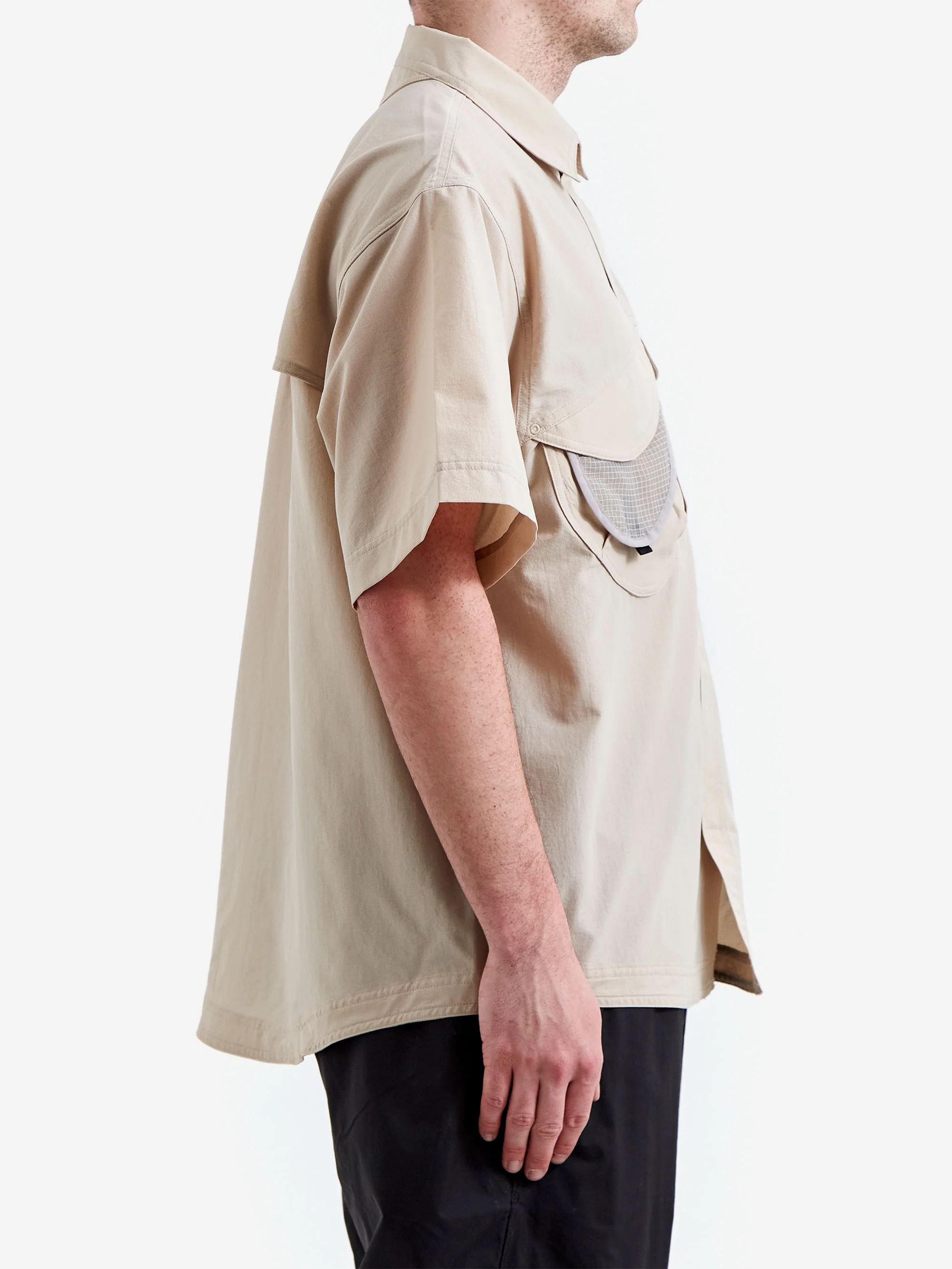 Goldwin 0 S/S Asymmetric Camp Shirt - Silica - Image 5