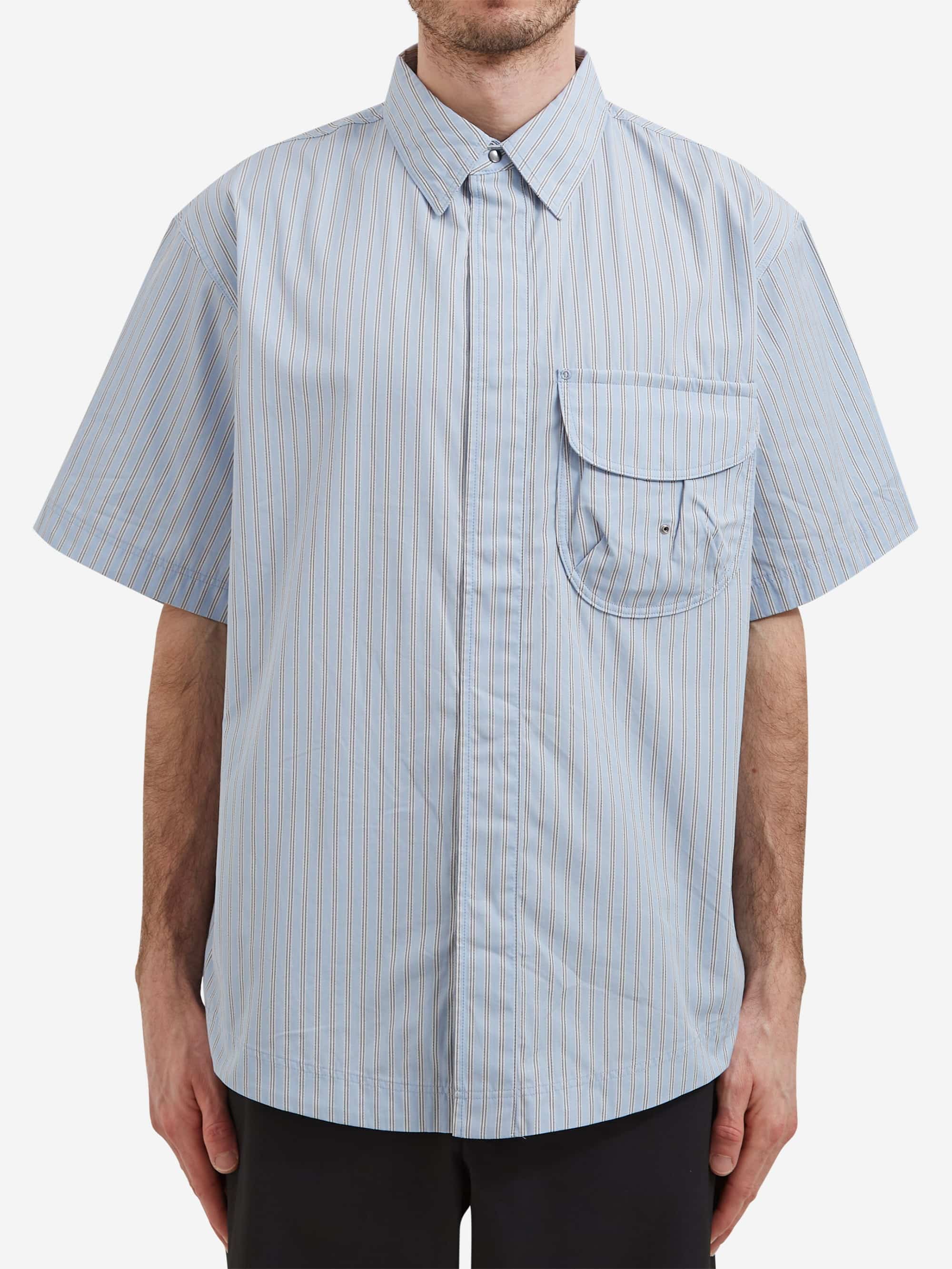 Goldwin 0 Striped Camp Short Sleeve Shirt - Chill Saxe - Image 2