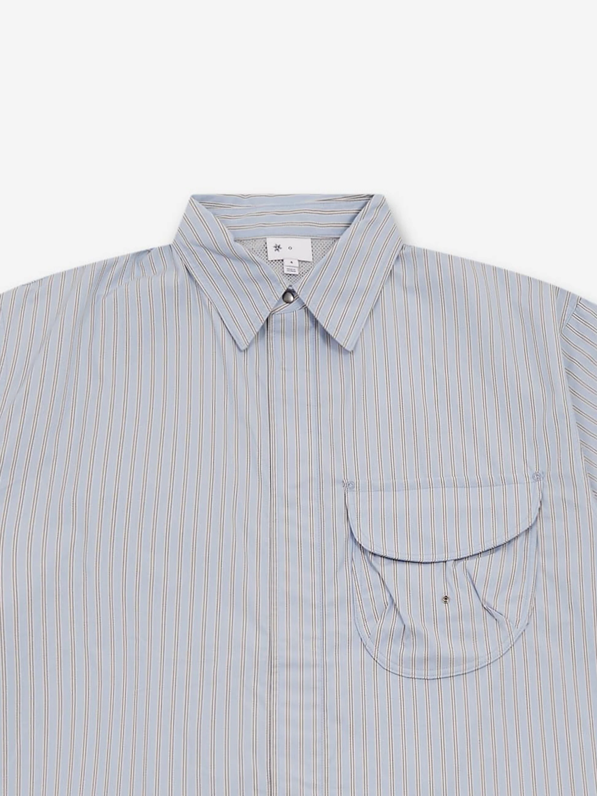 Goldwin 0 Striped Camp Short Sleeve Shirt - Chill Saxe - Image 3