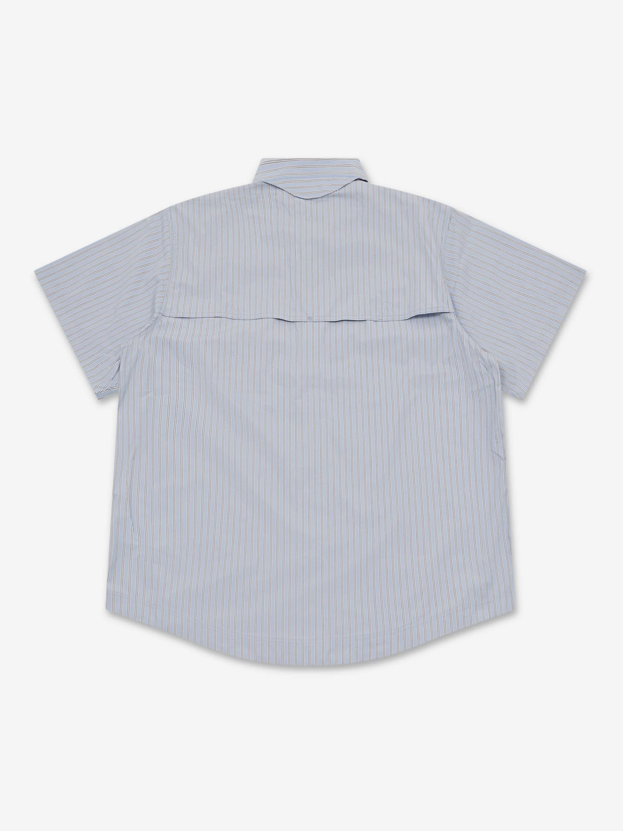 Goldwin 0 Striped Camp Short Sleeve Shirt - Chill Saxe - Image 4