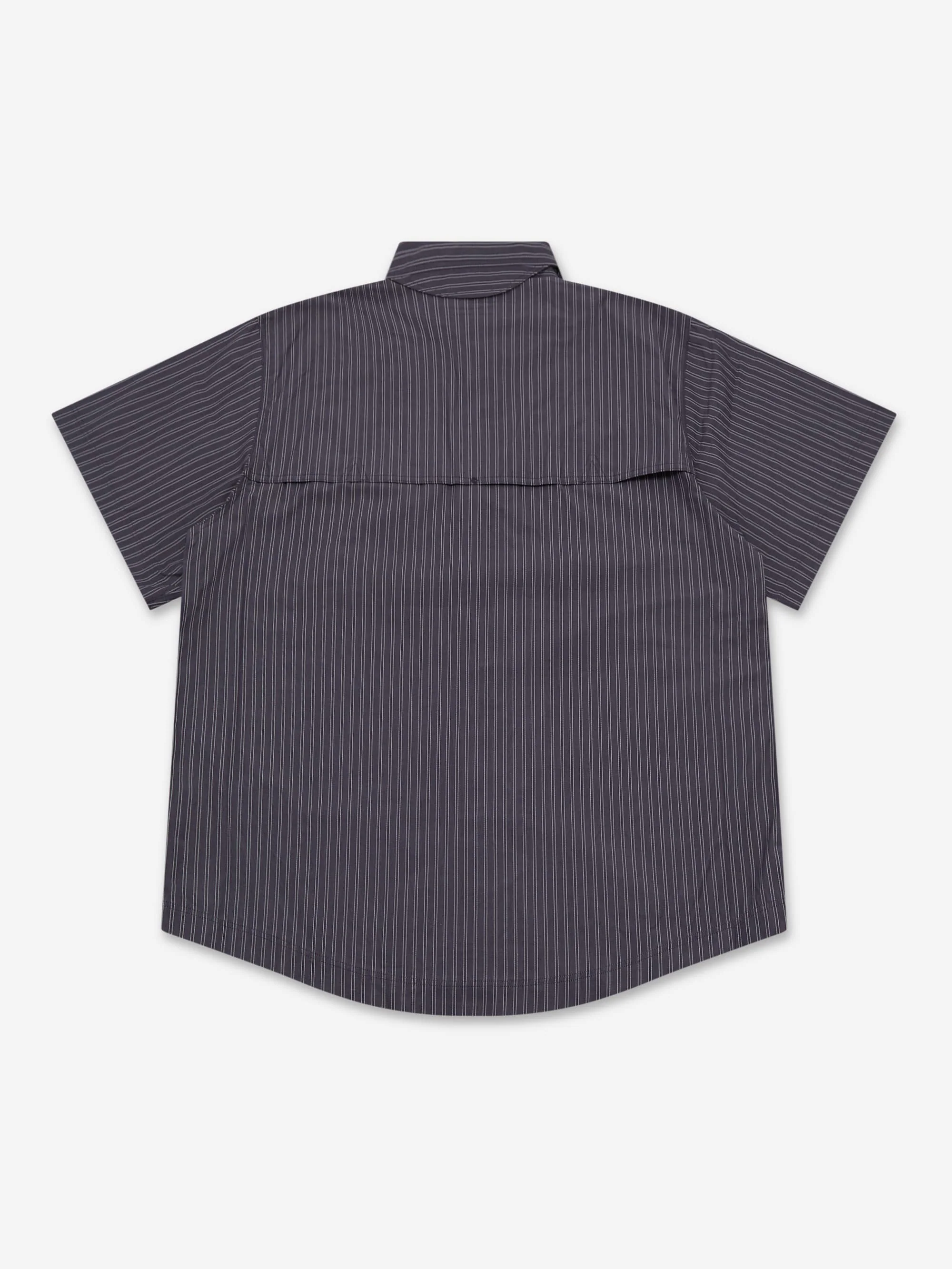 Goldwin 0 Striped Camp Short Sleeve Shirt - Deep Charcoal - Image 4