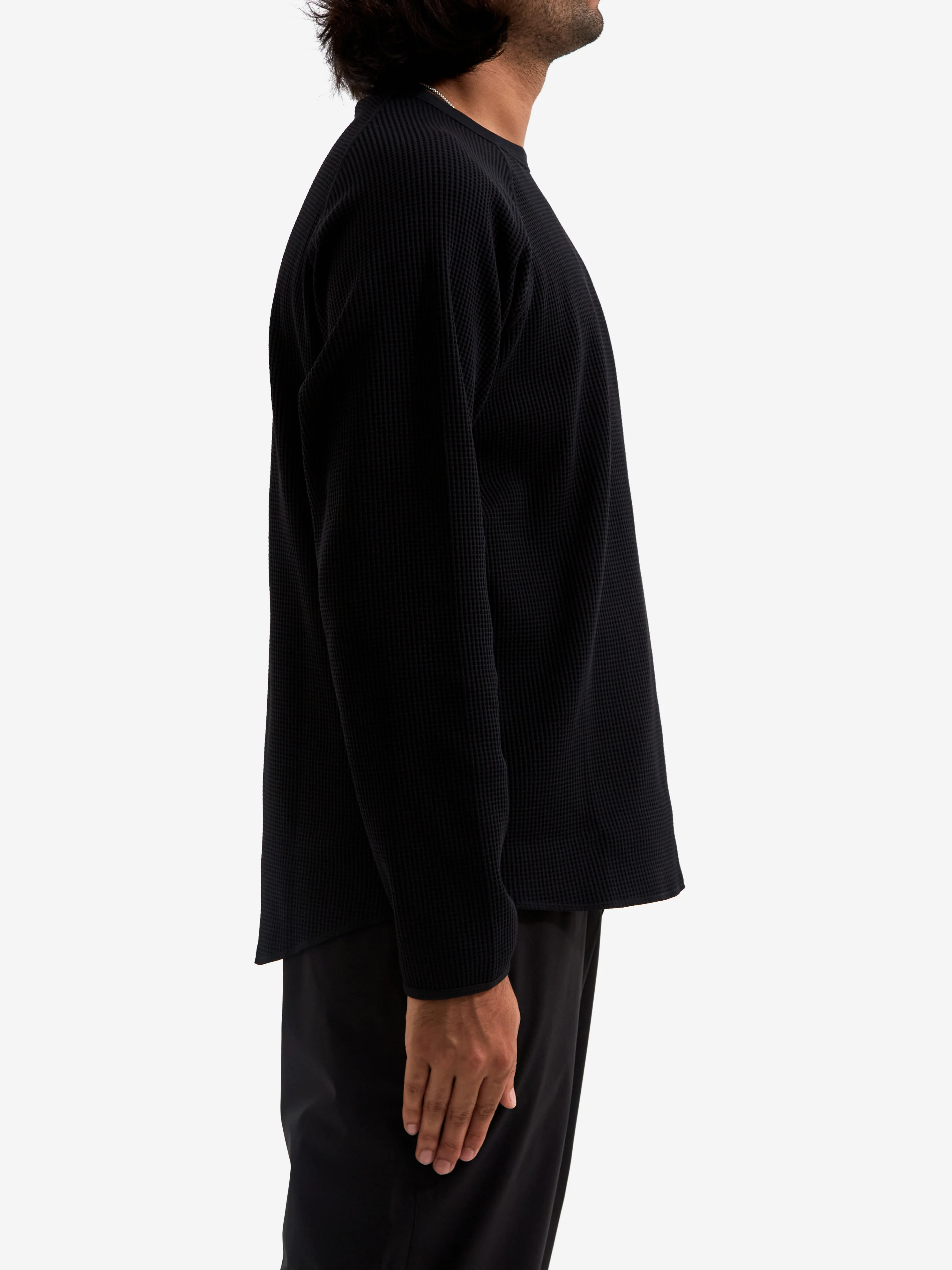 Goldwin Waffle Light Long Sleeve T-Shirt - Black - Image 4