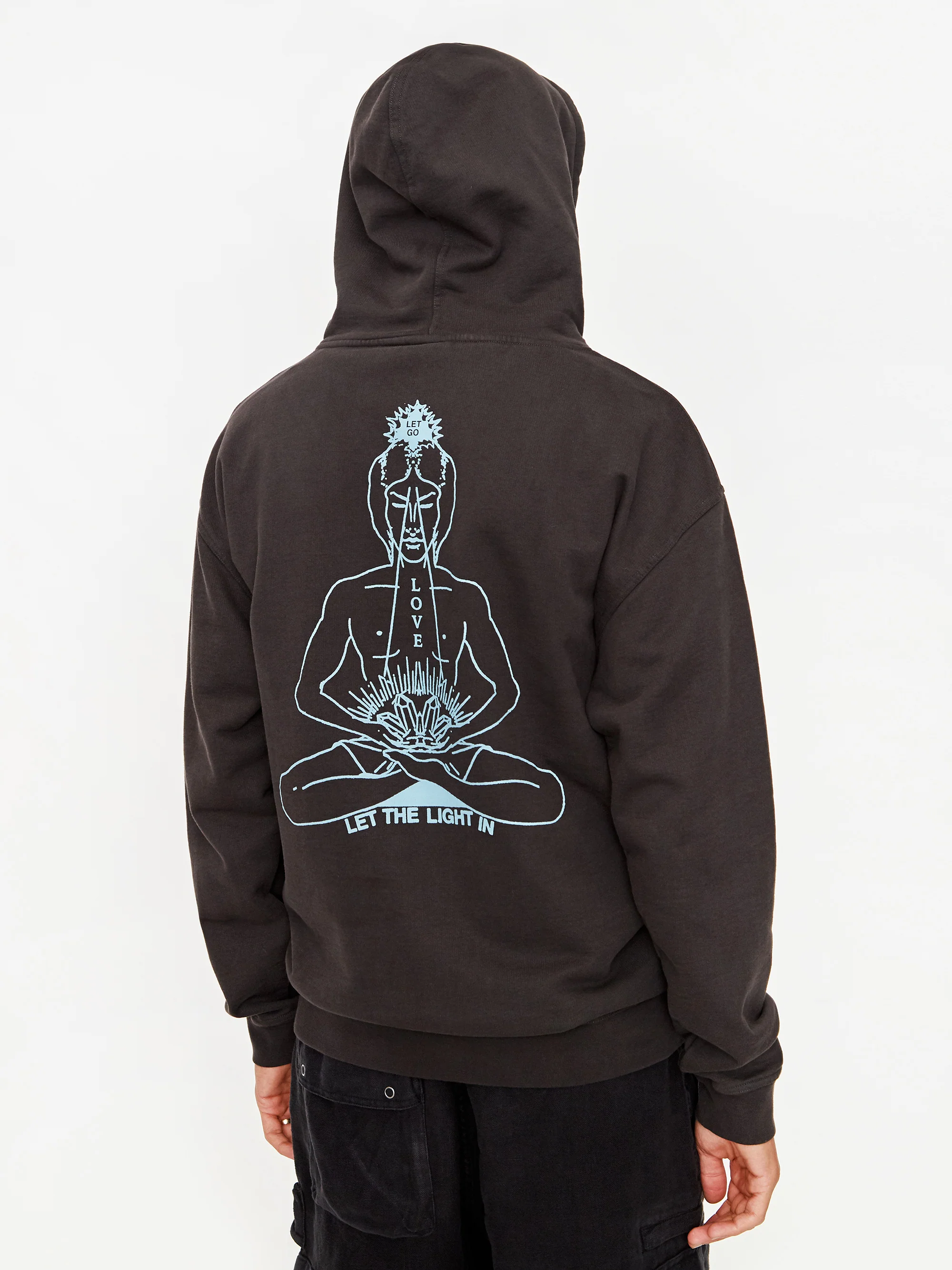 Good Morning Tapes Inner Peace Pullover Hoodie - Charcoal Black - Image 7