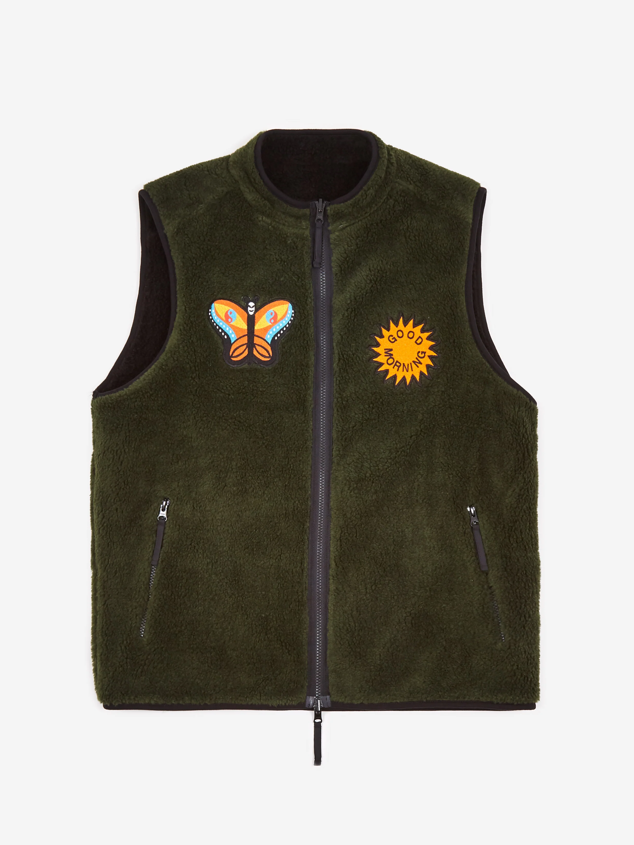 Good Morning Tapes LSD World Peace Reversible Zip Thru Vest - Black - Image 6