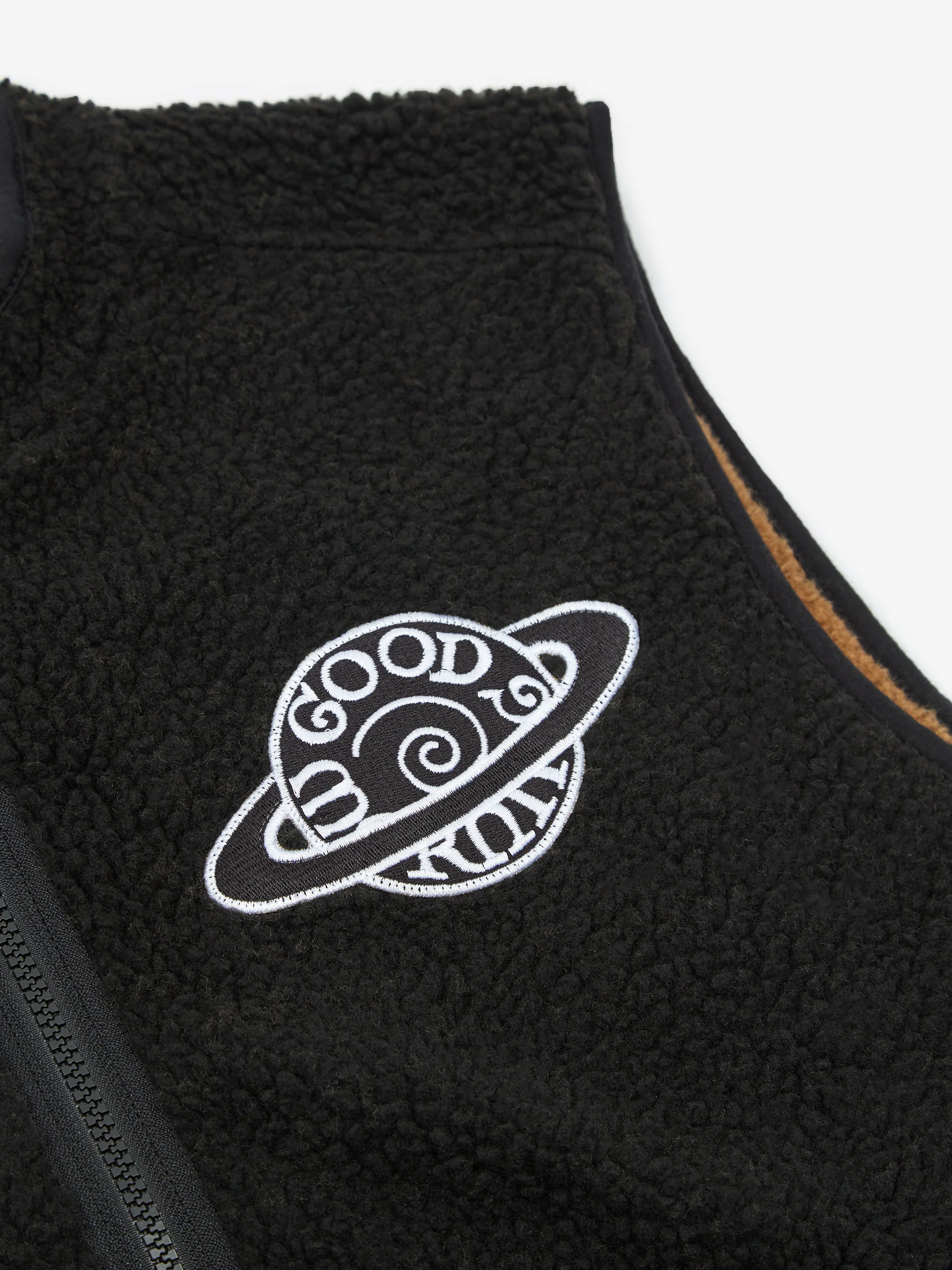 Good Morning Tapes Reversible Zip Through Vest - Black/Natural - Image 7