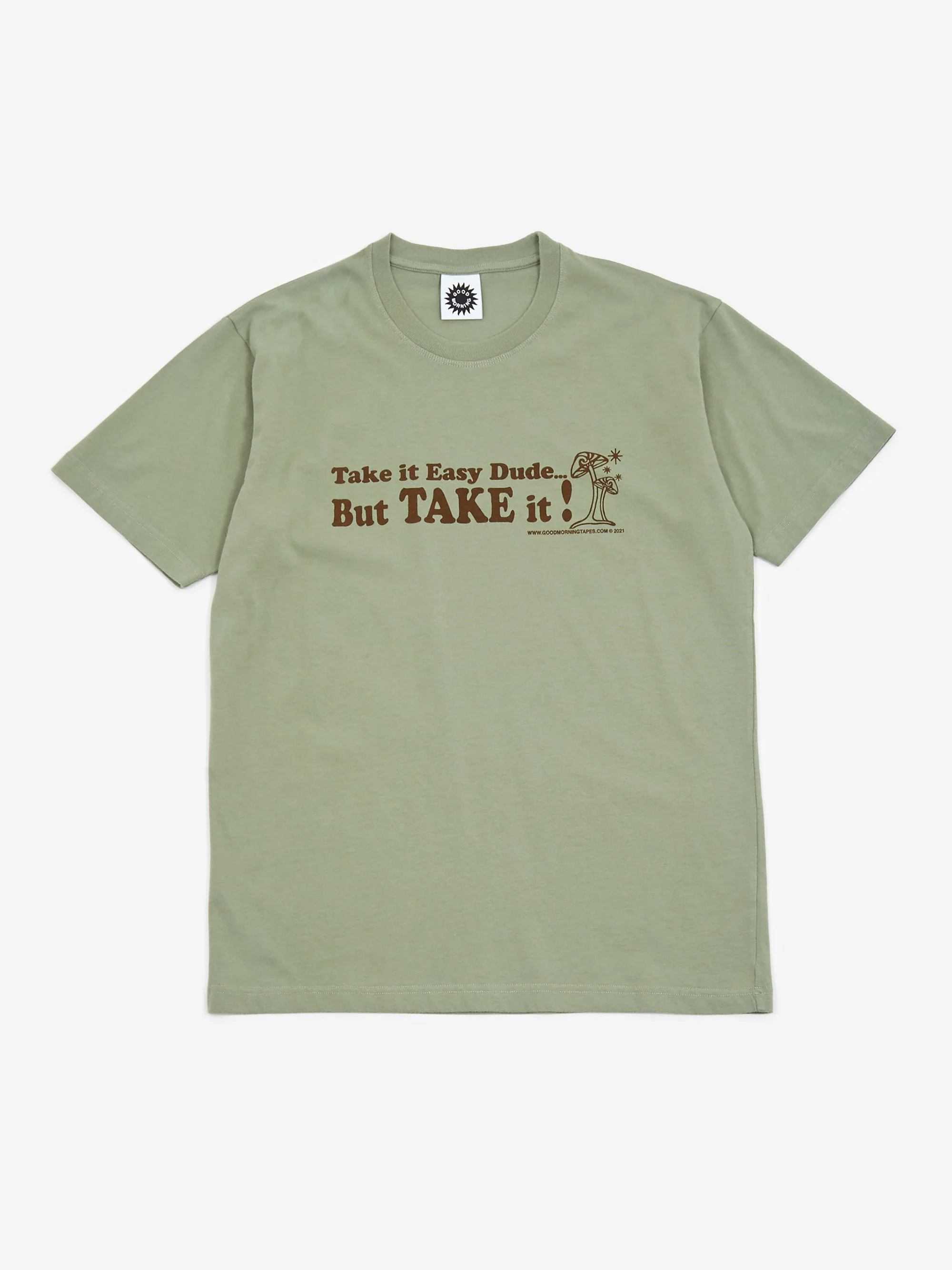 Good Morning Tapes Take It Easy Short Sleeve T-Shirt - Herb Green - Image 2