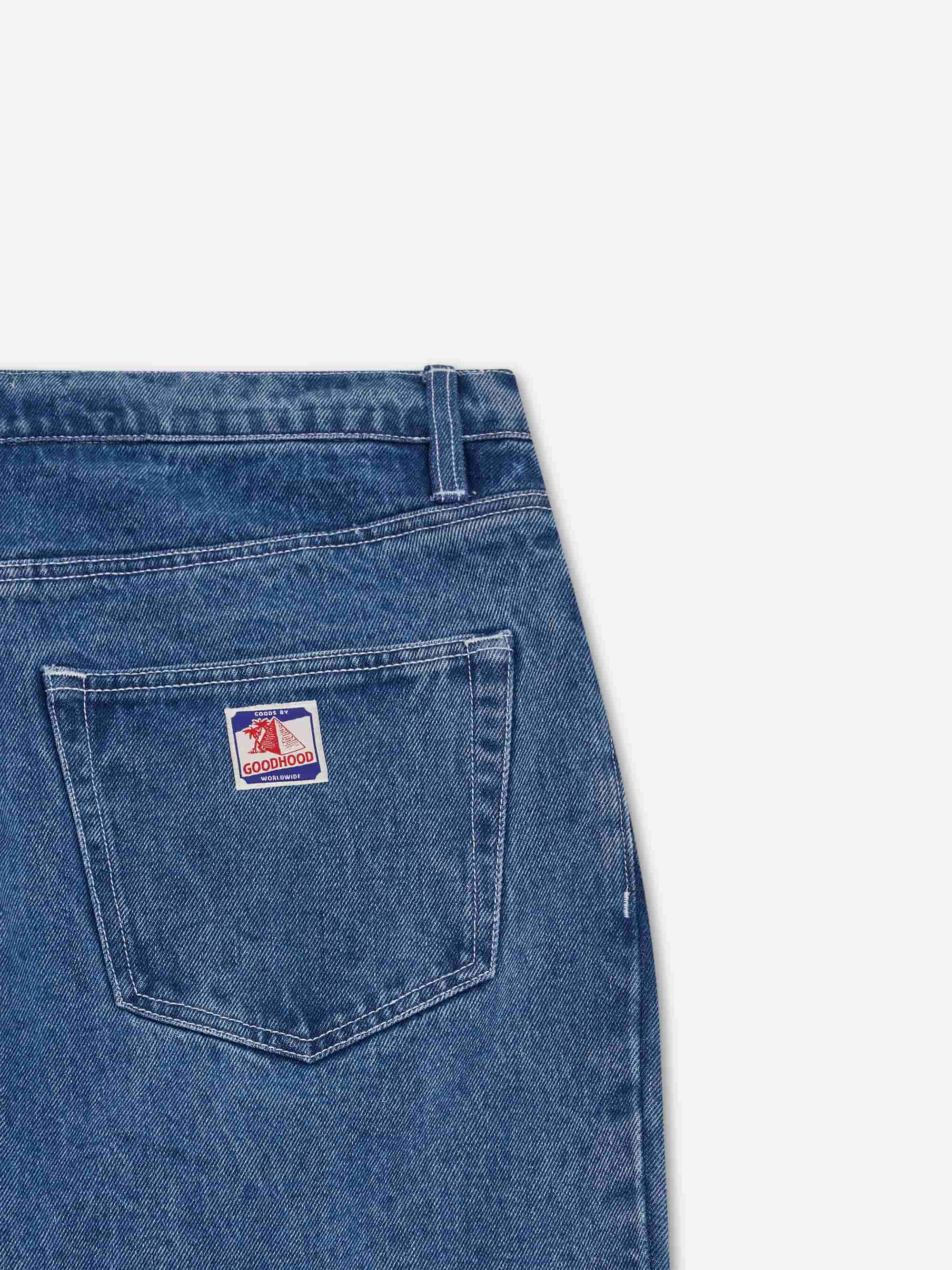 Goodhood Worldwide 5 Pocket Washed Jeans - Mid Wash Denim - Image 6