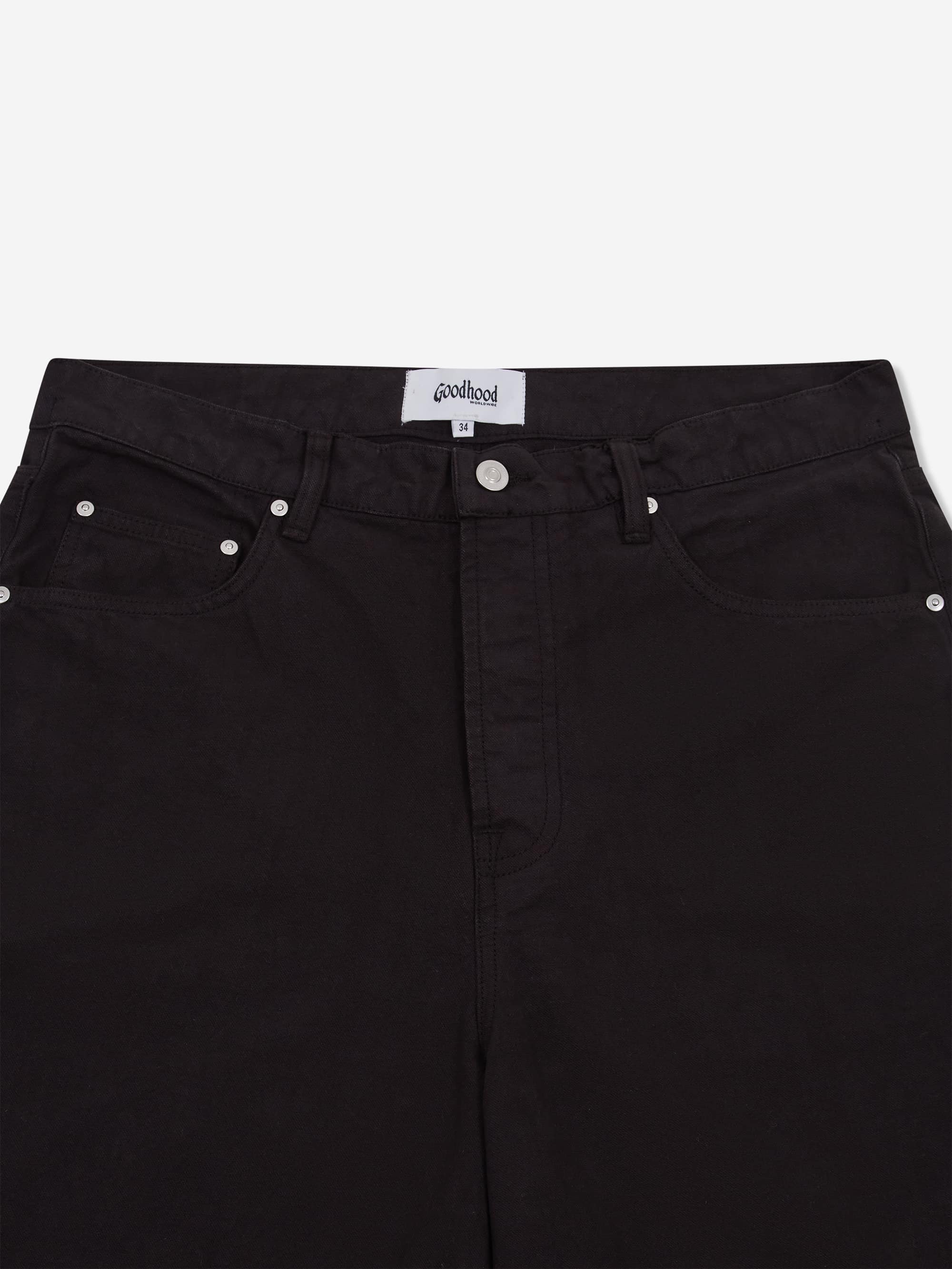 Goodhood Worldwide 5 Pocket Washed Shorts - Black - Image 3
