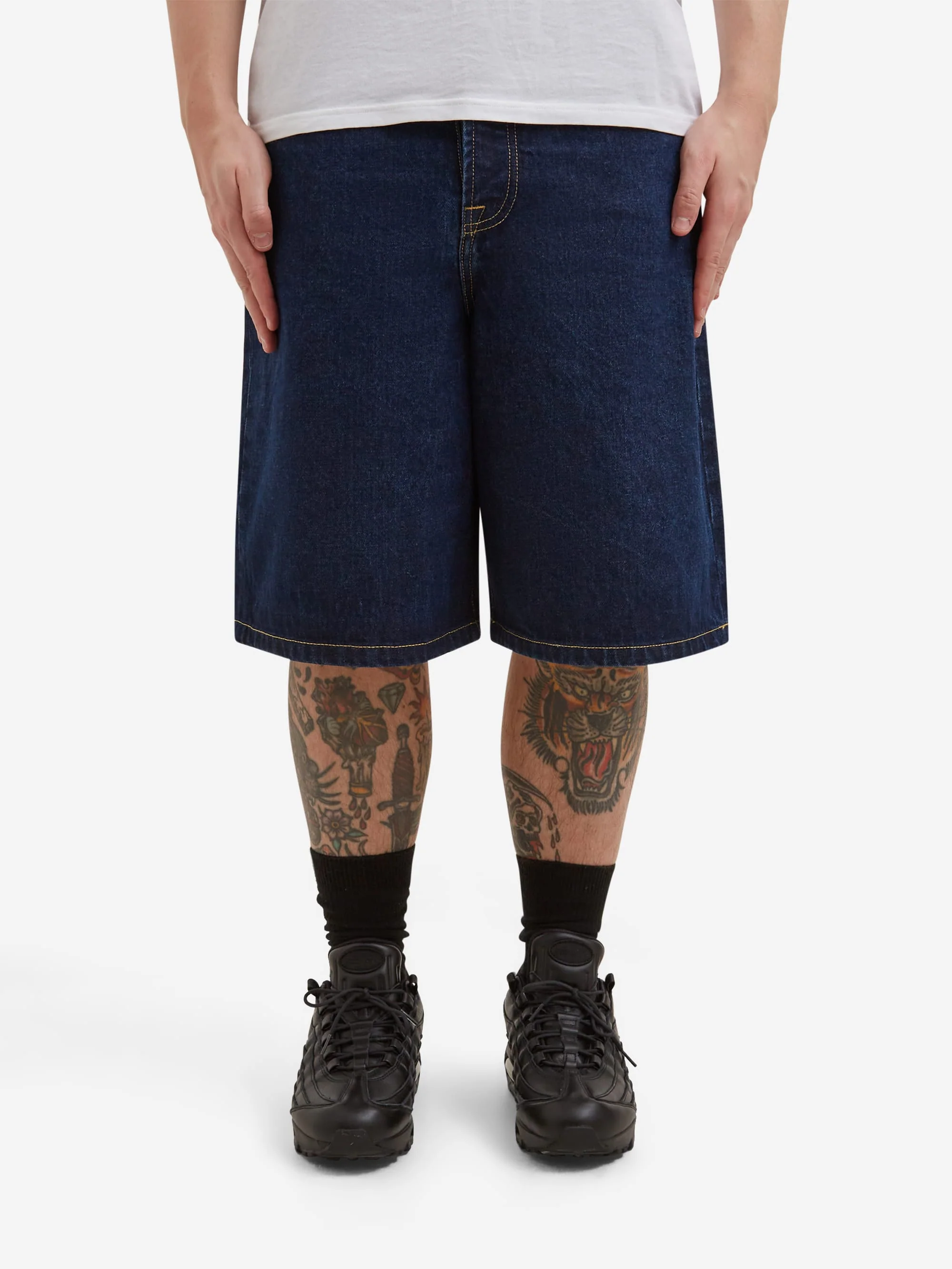 Goodhood Worldwide 5 Pocket Washed Shorts - Mid Wash Denim - Image 2