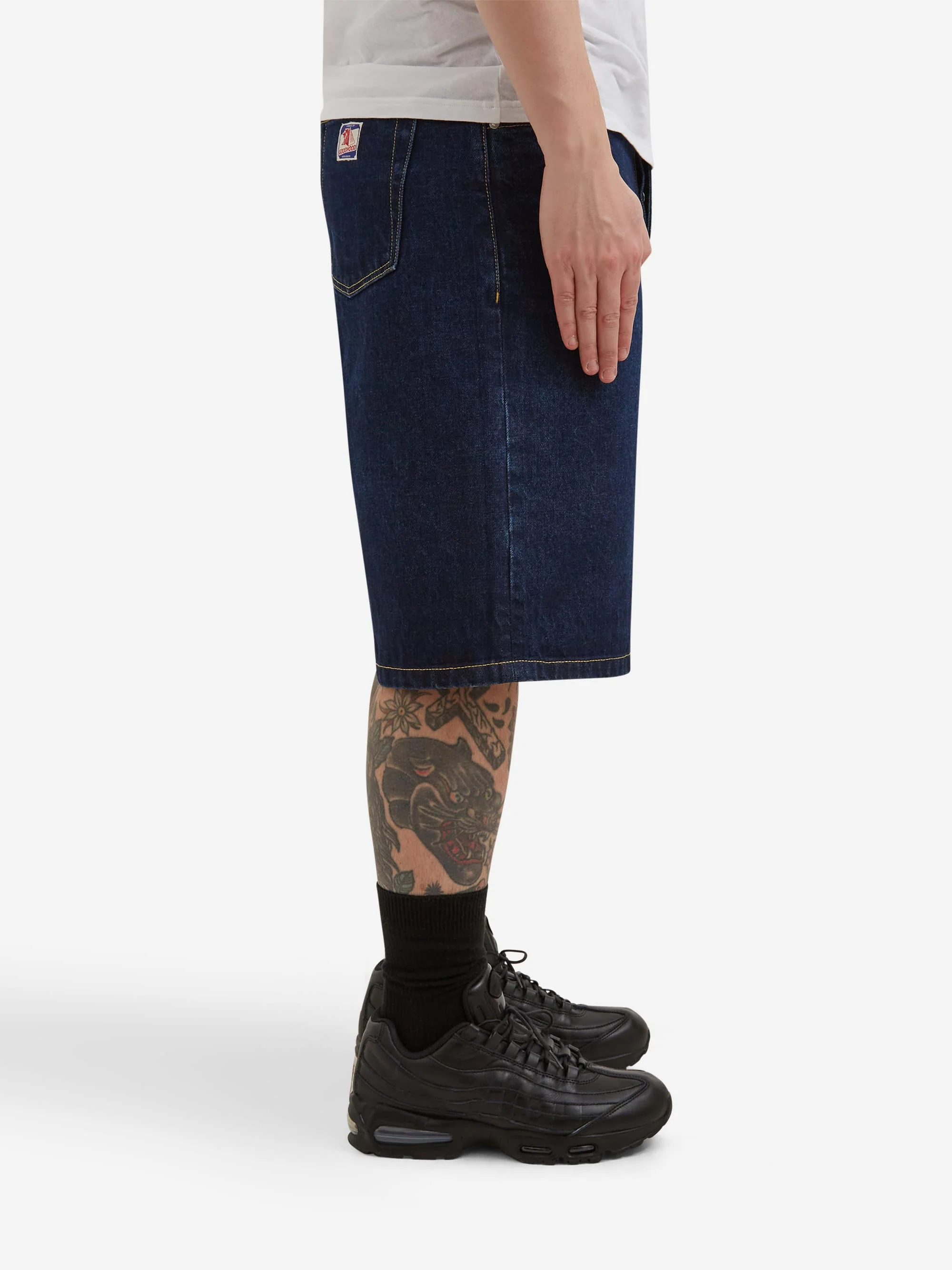 Goodhood Worldwide 5 Pocket Washed Shorts - Mid Wash Denim - Image 6